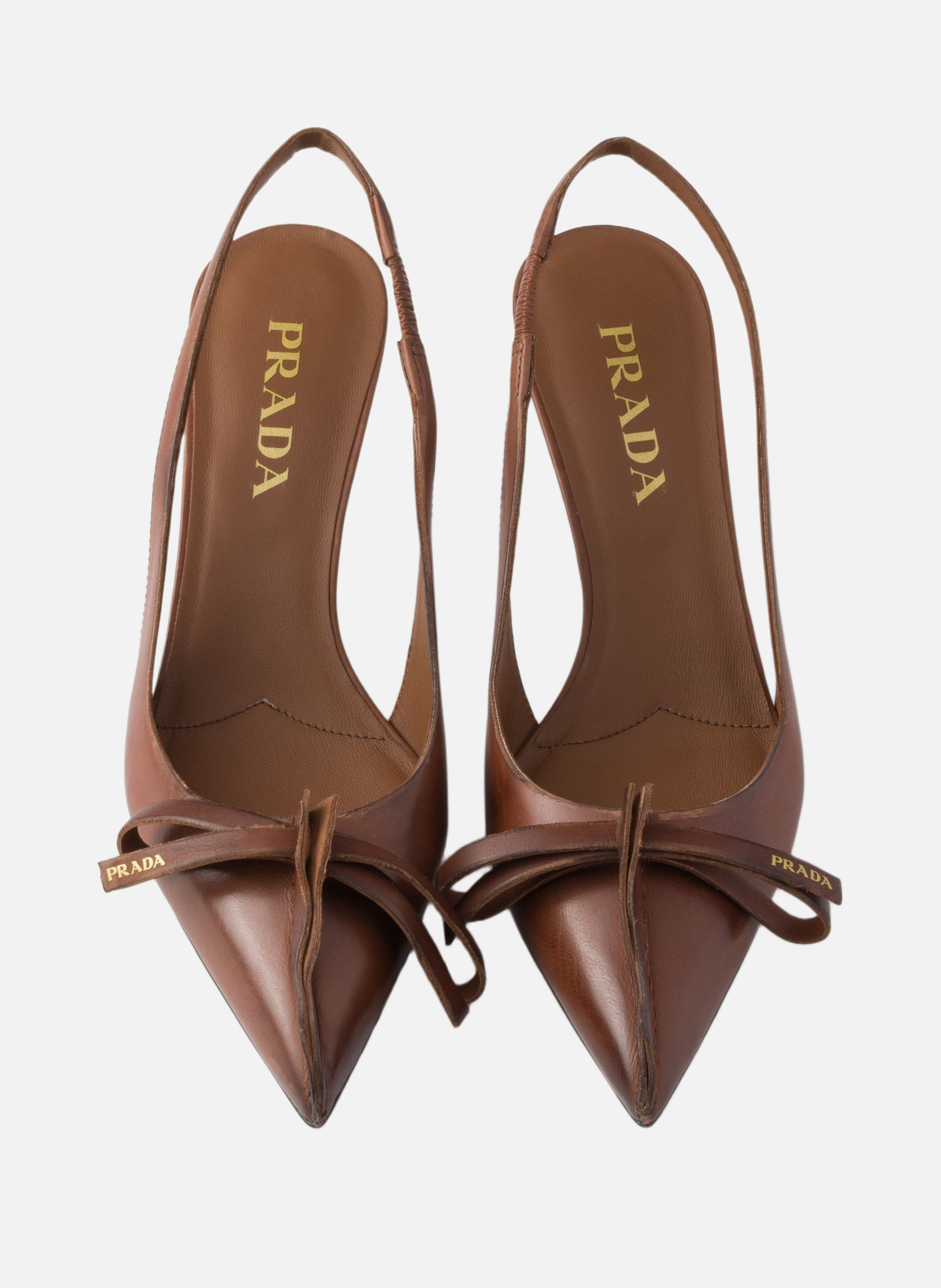 Escarpins à bride arrière en cuir PRADA Marron