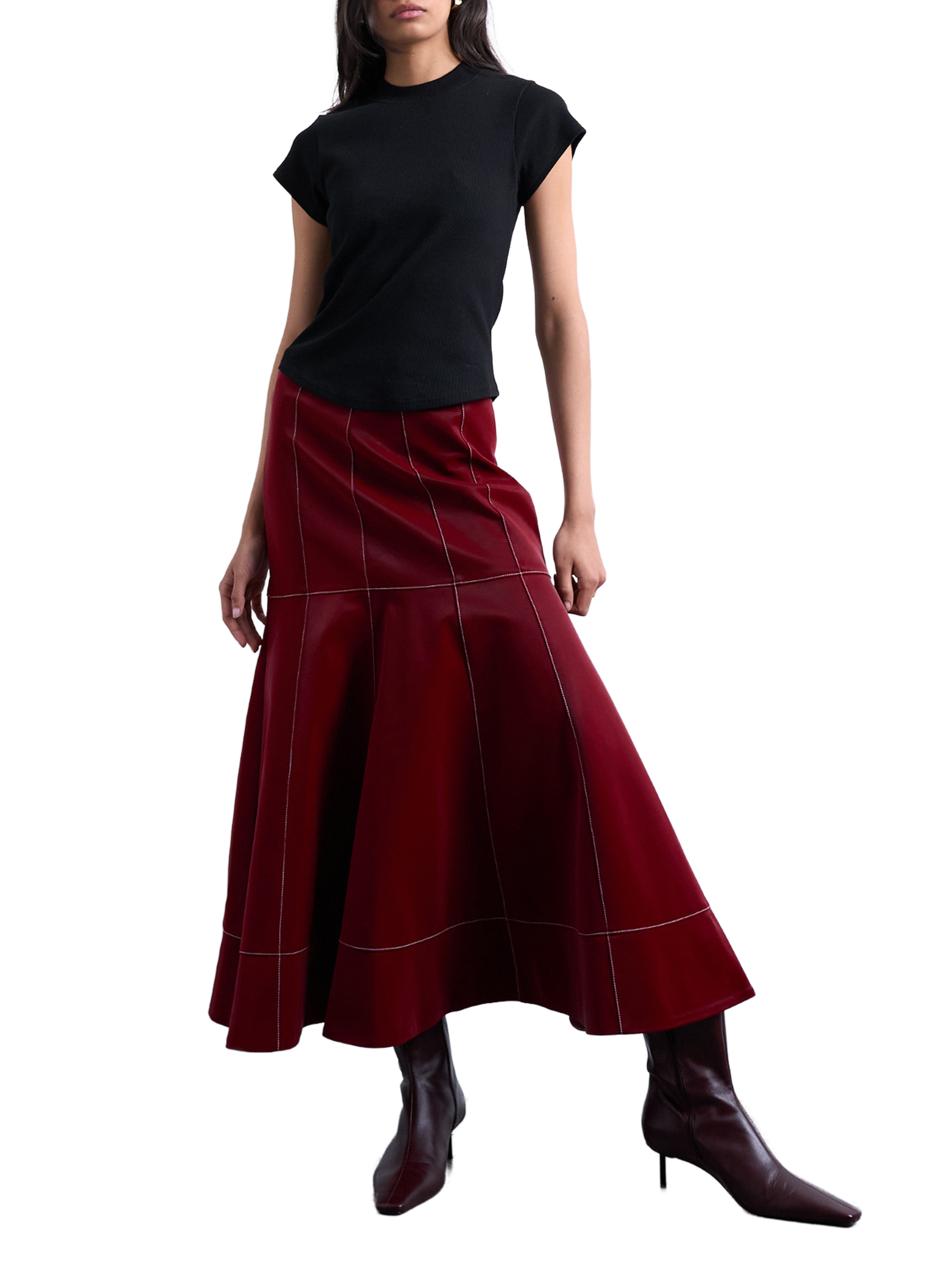 Cotton-blend round-neck T-shirt TOPSHOP Black