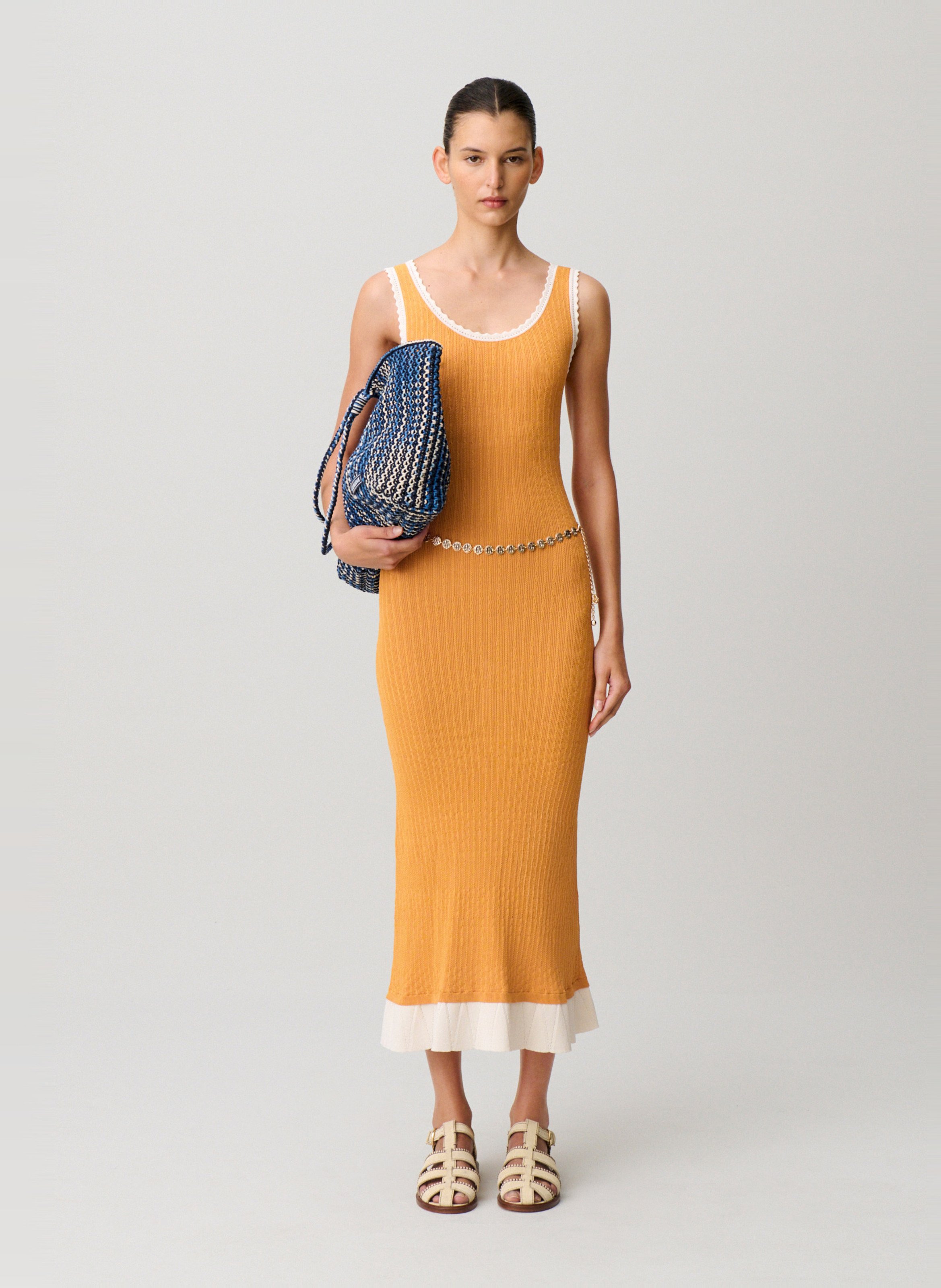 Robe longue col rond en maille CLAUDIE PIERLOT Orange