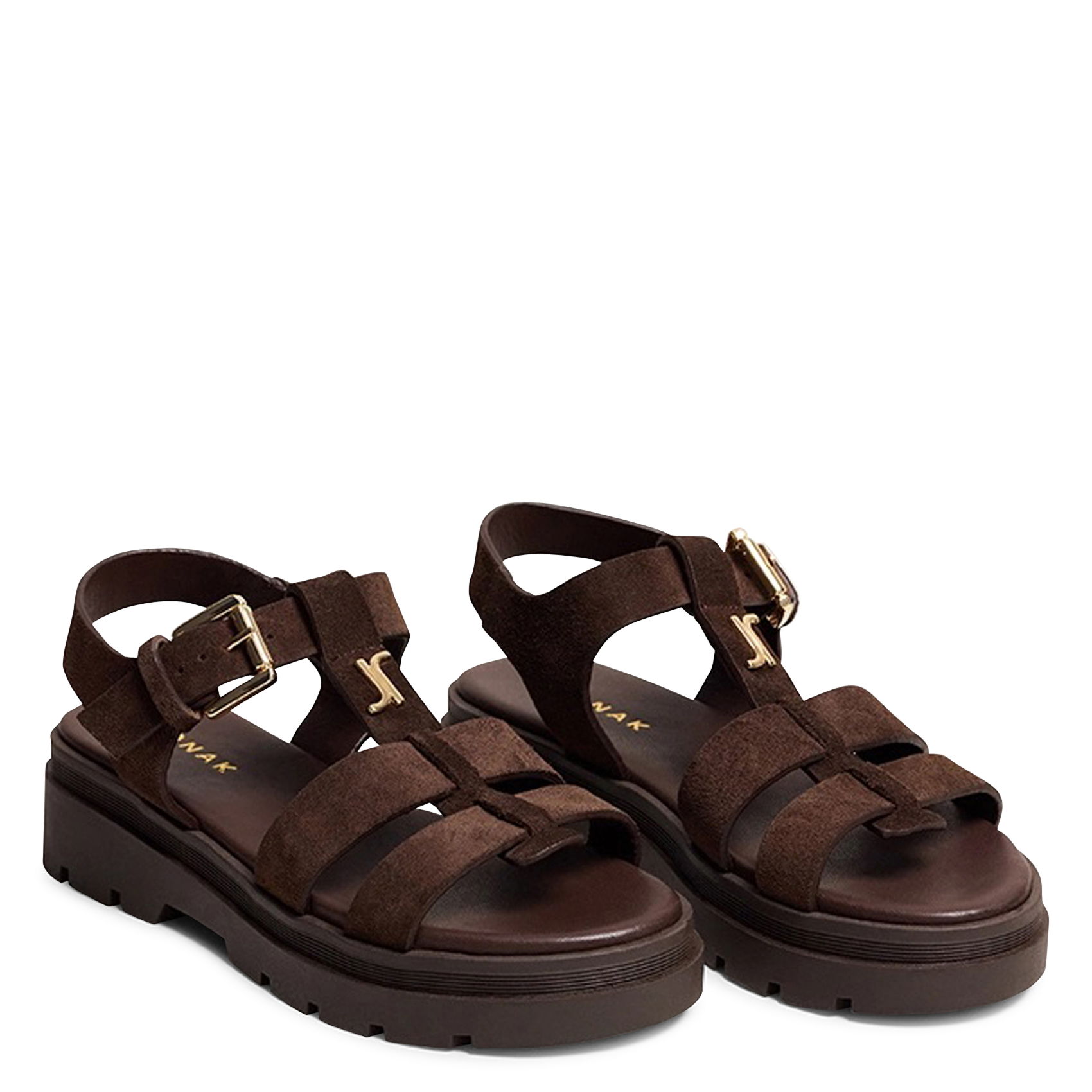 Sandales à plateformes en cuir velours liverpool JONAK Marron