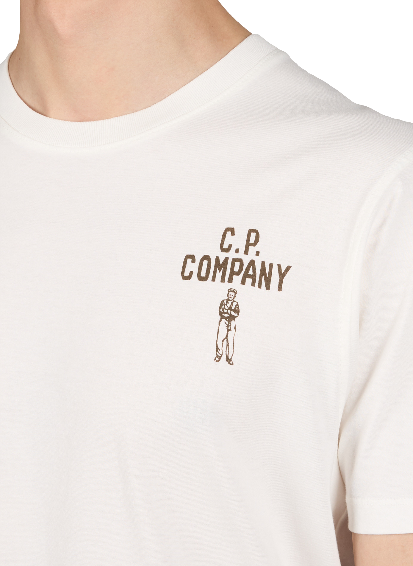 T-shirt imprimé col rond en coton CP COMPANY Blanc