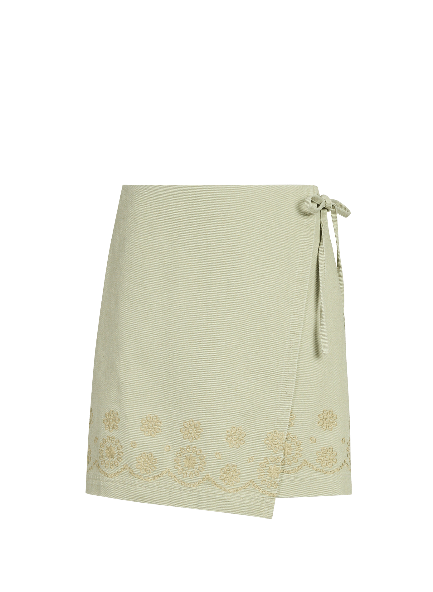 Mini jupe portefeuille brodée Objjessy en coton OBJECT Vert