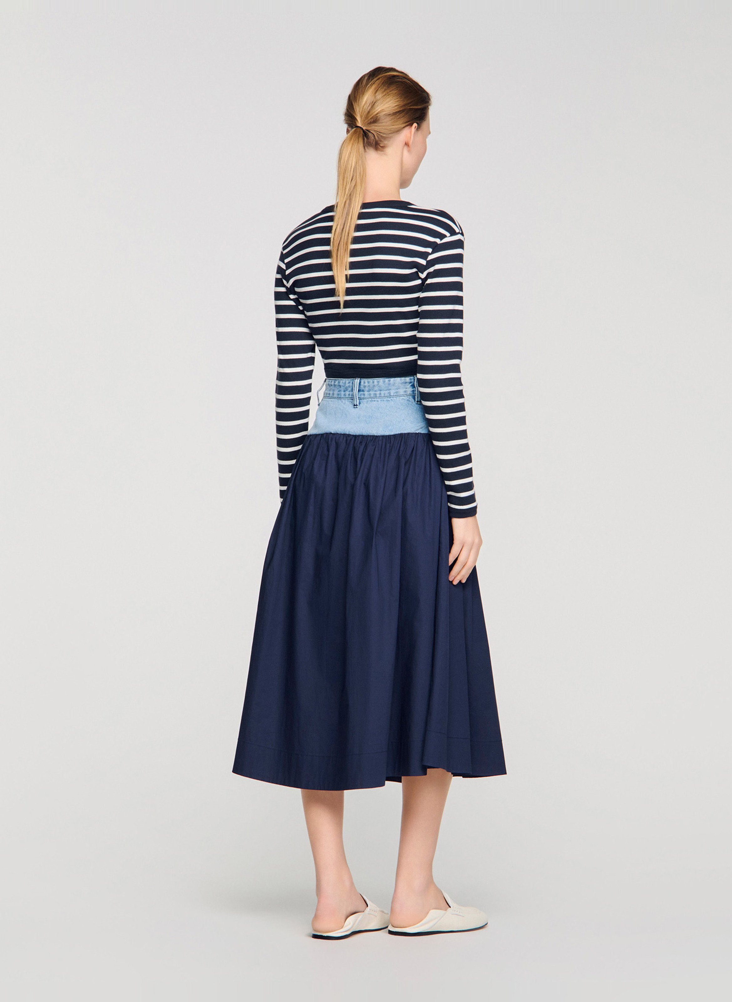 Jupe midi évasée SANDRO Bleu