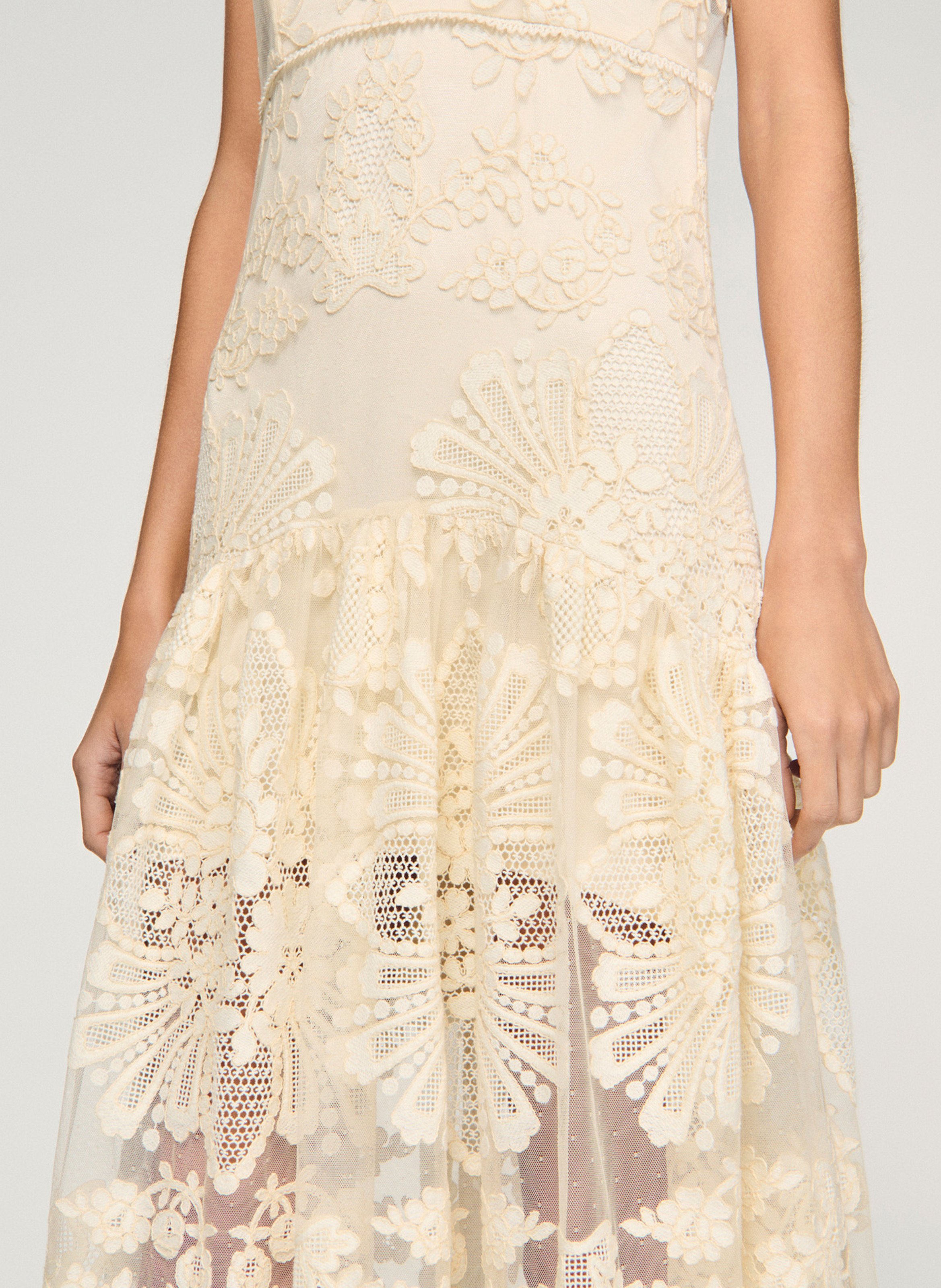 Robe longue col rond SANDRO Beige