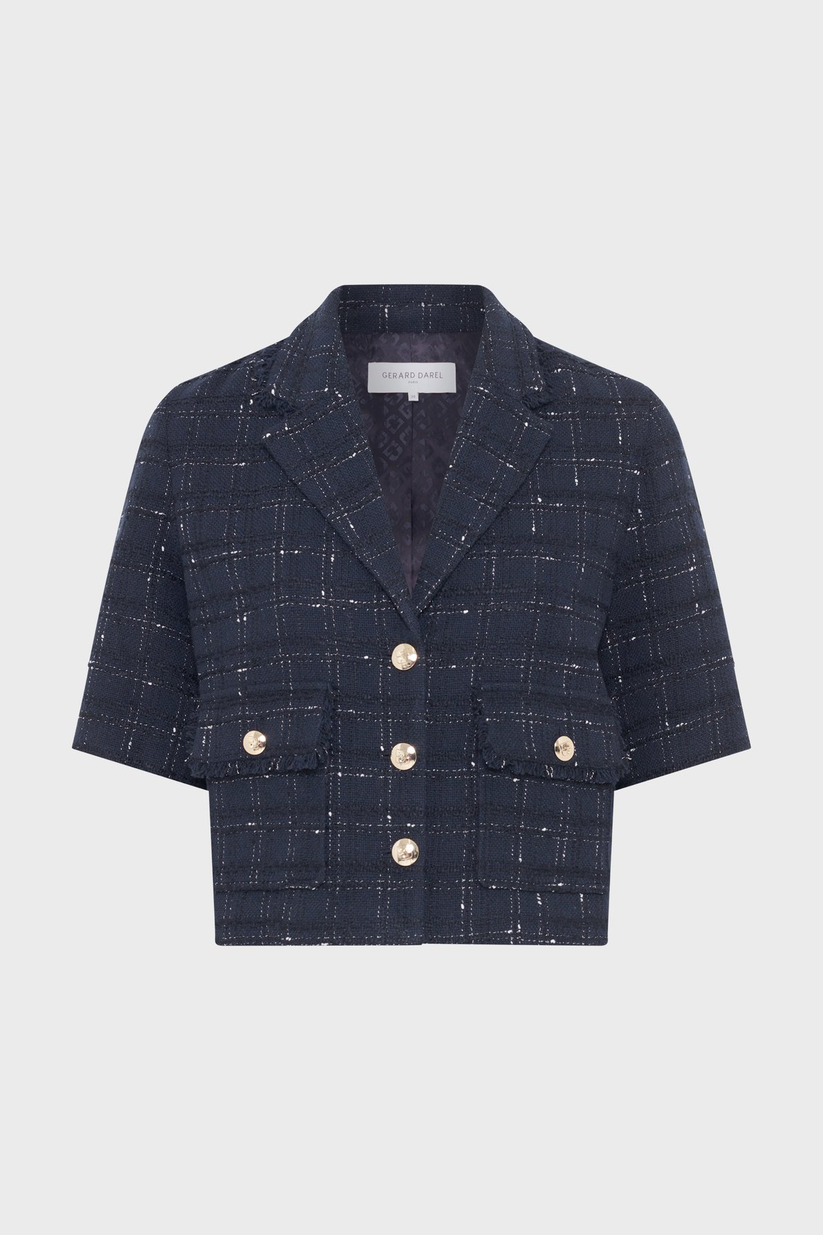 Veste courte en tweed à carreaux - tae GERARD DAREL Bleu