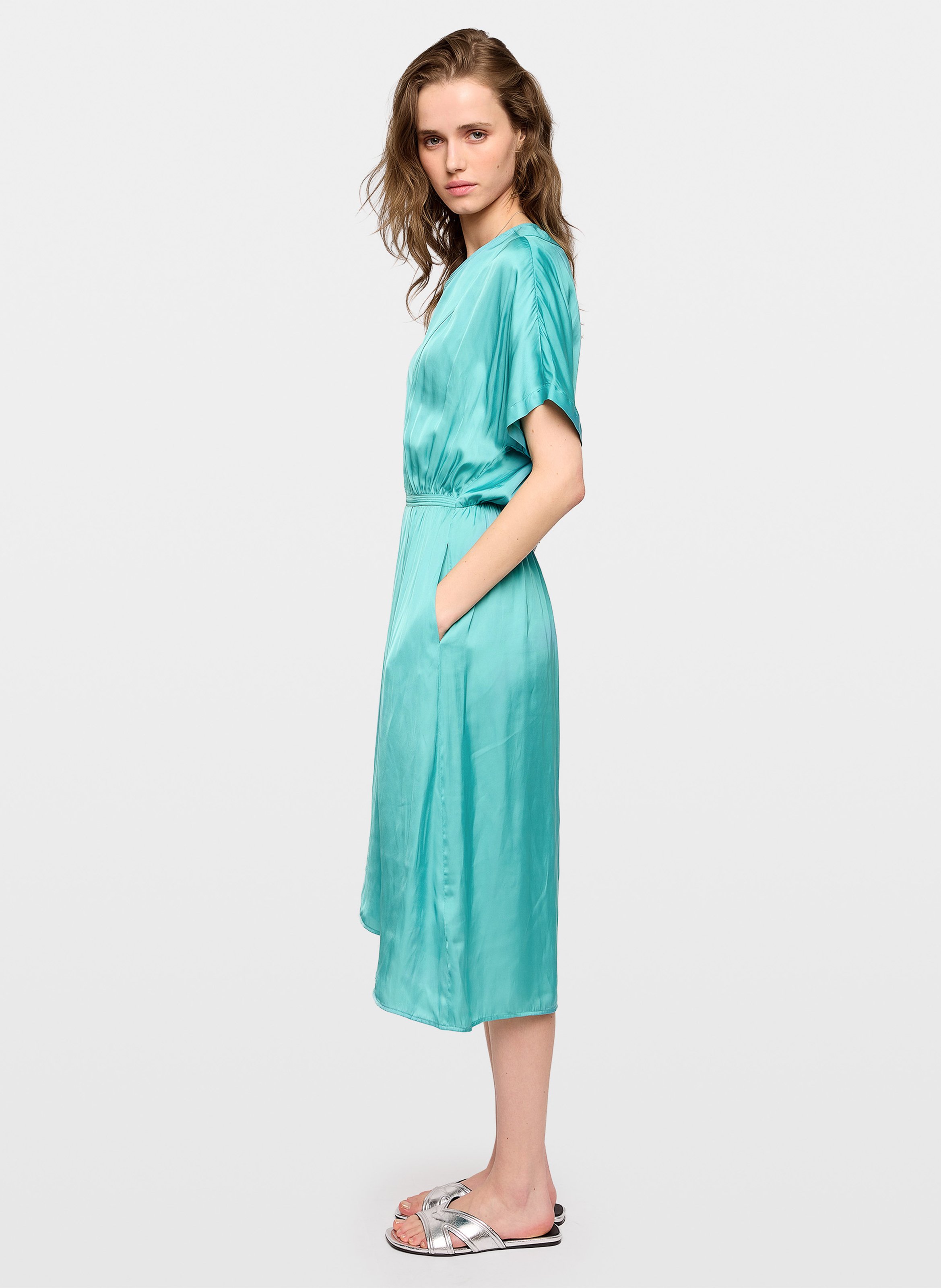 Robe longue col v satinée riaz ZADIG&VOLTAIRE Vert