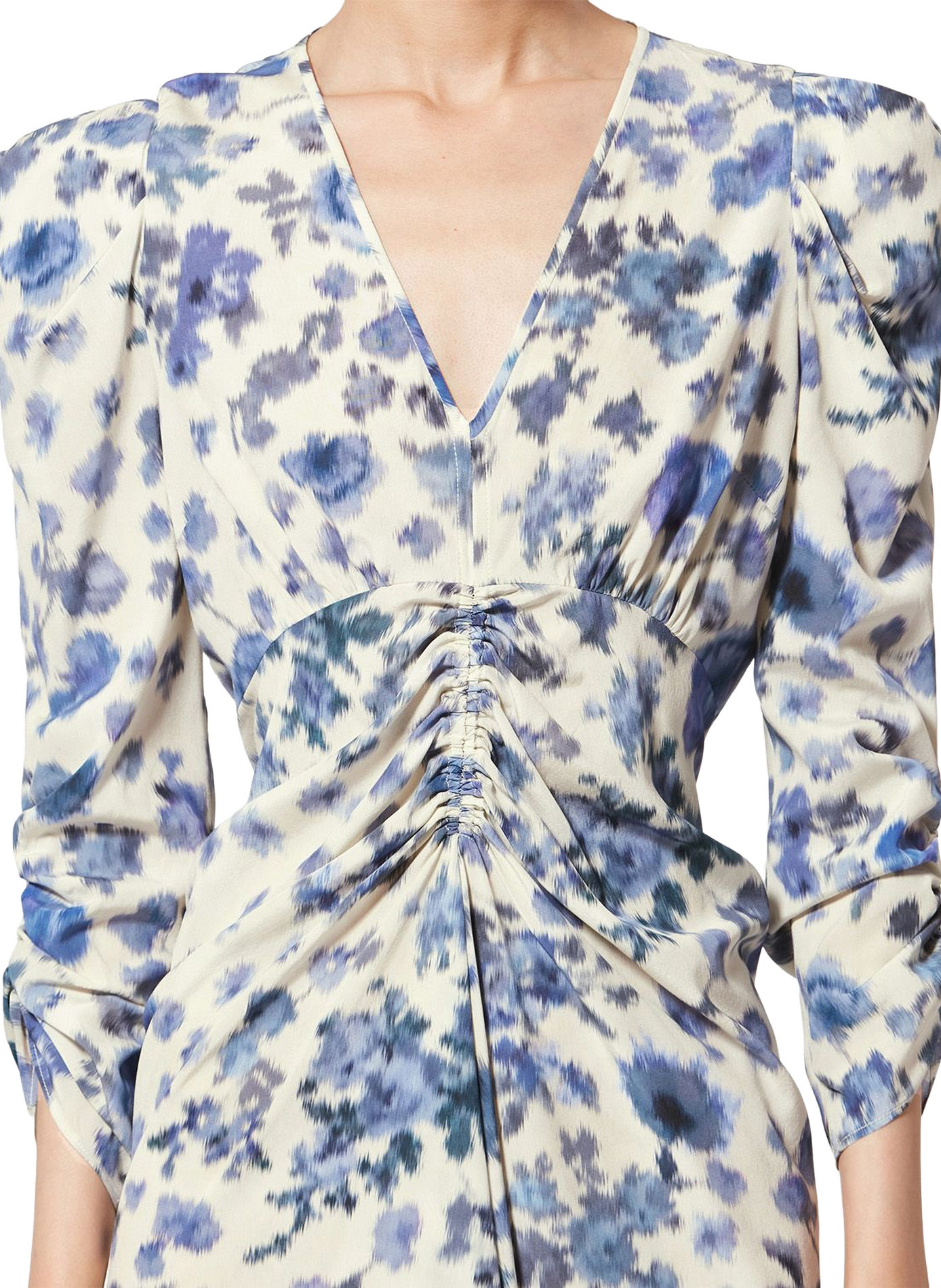 Printed stretch silk Albini long dress ISABEL MARANT Blue