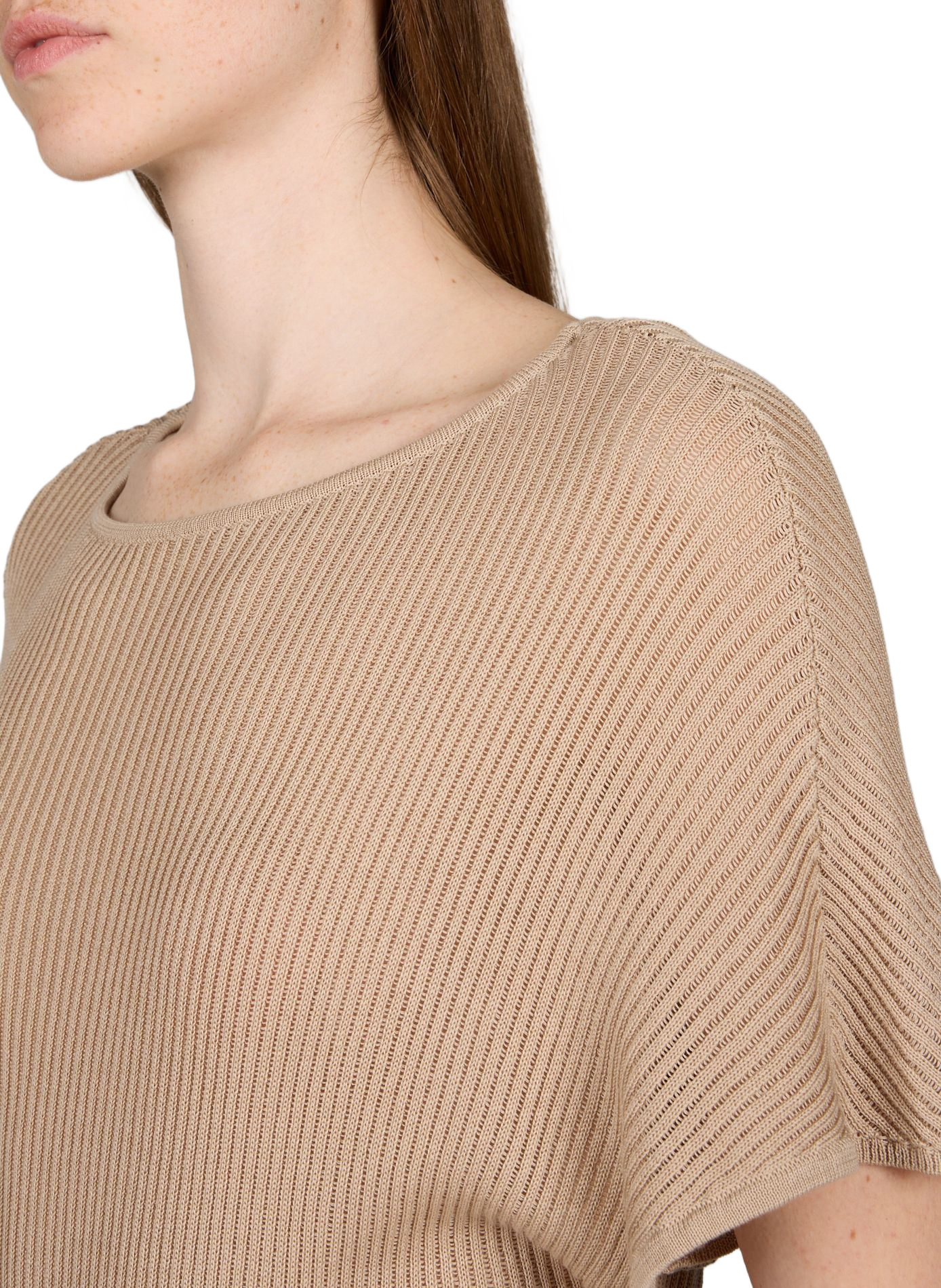 T-shirt with Memphis cape in ribbed knit VIKTORIA CHAN Beige
