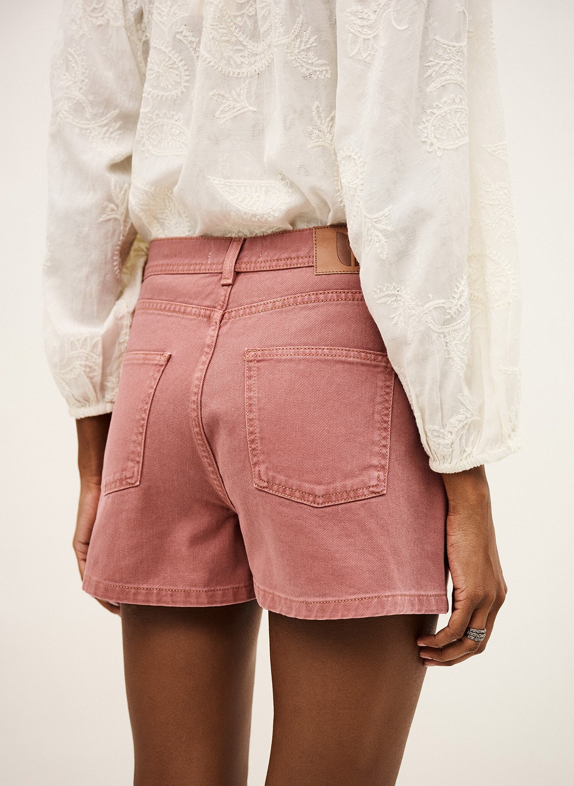 Short droit en coton bevy BA&SH Rose