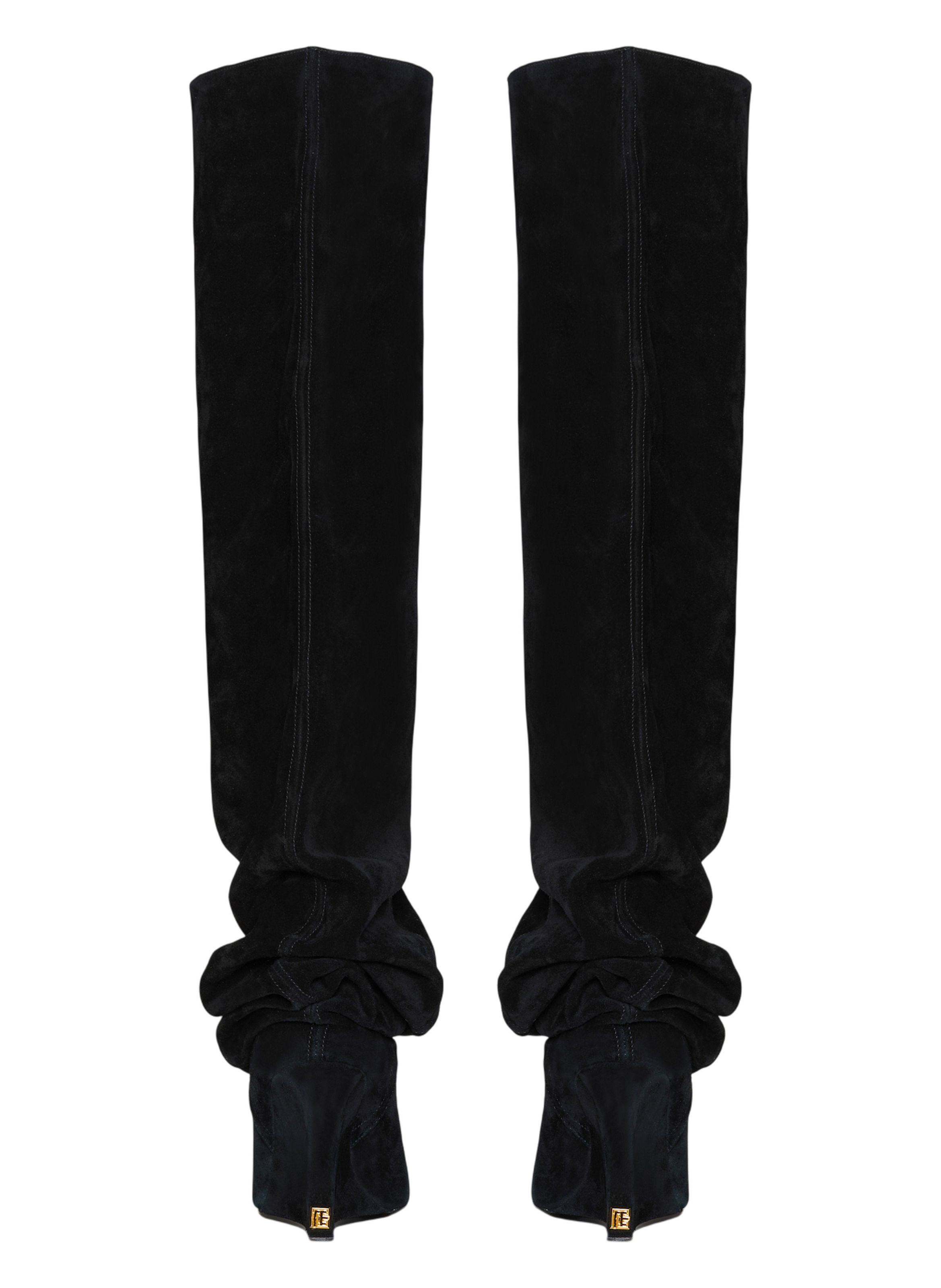 Cuissardes wedge en cuir suédé BALMAIN Noir