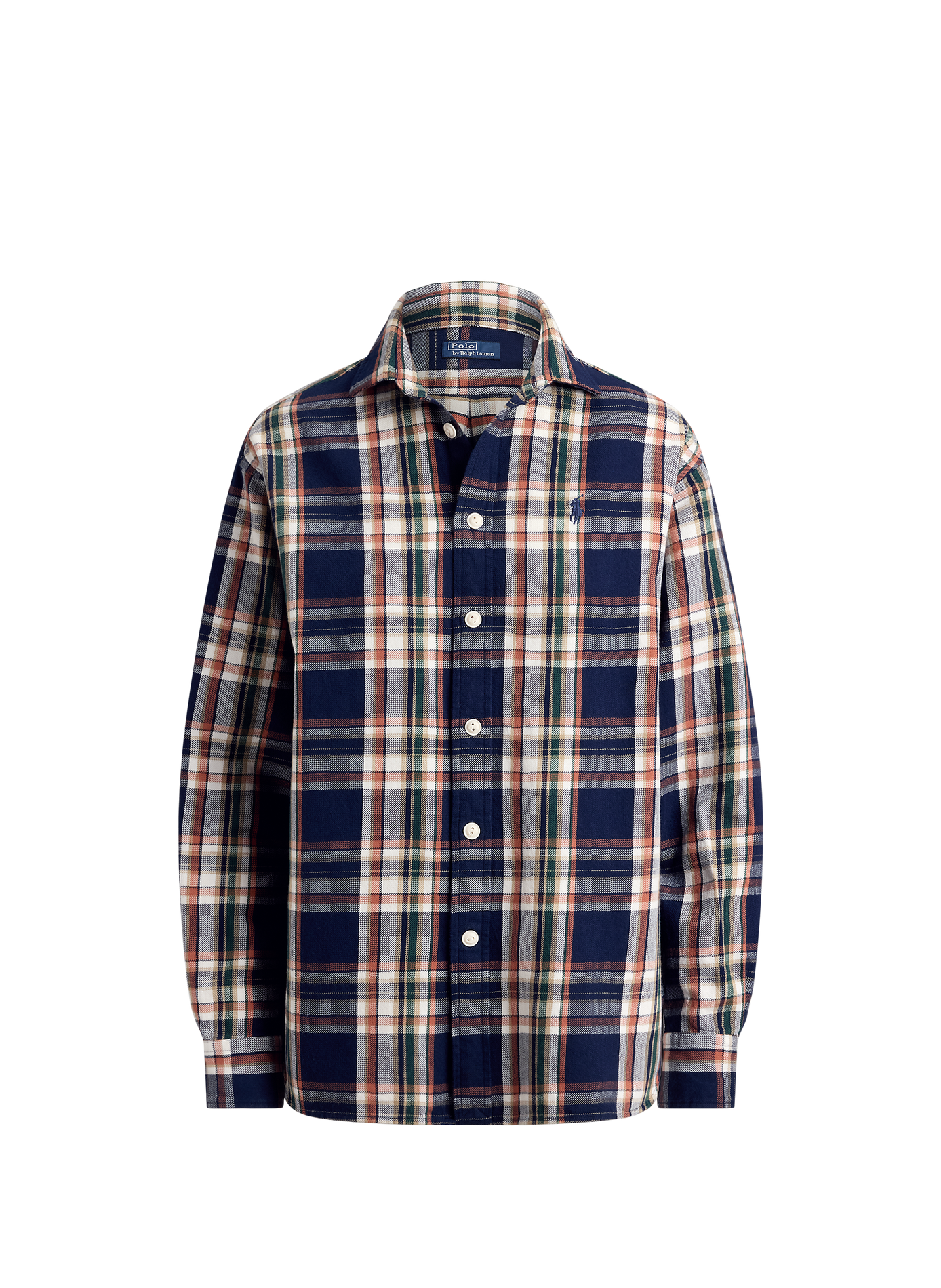 Camisa recta de cuadros con cuello clásico de algodón. POLO RALPH LAUREN Azul