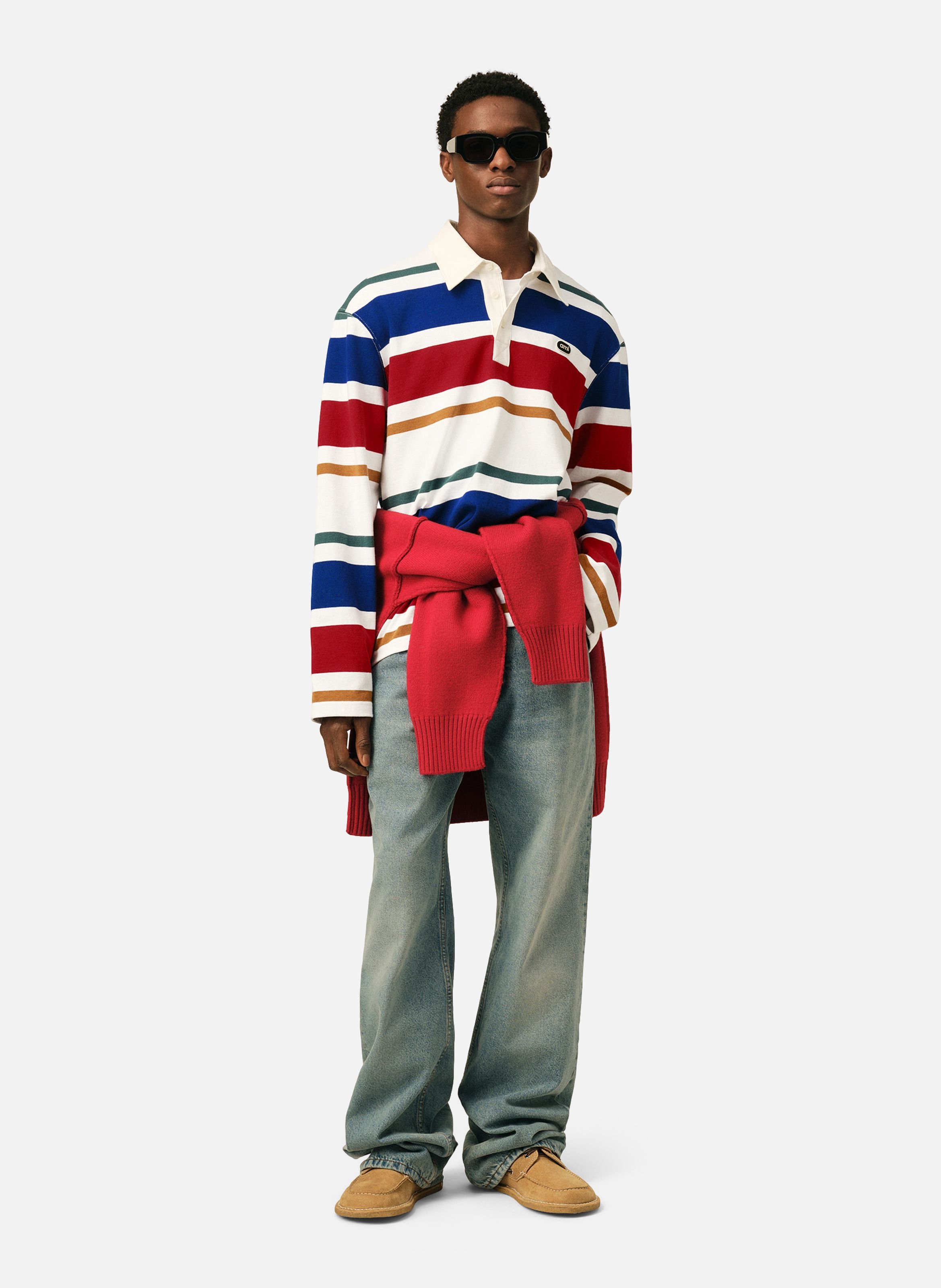 Polo à rayures unisexe en coton patch ami AMI PARIS Multicolore