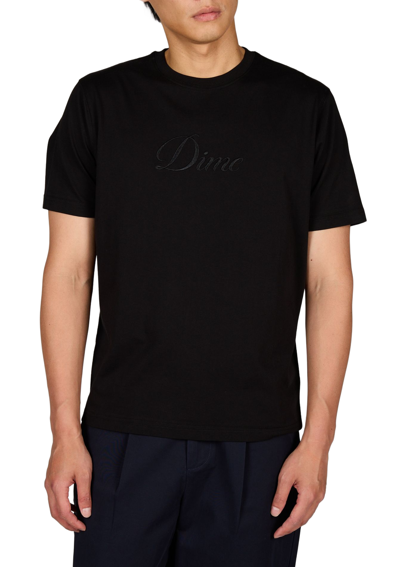 T-shirt brodé à manches courtes en coton DIME Noir