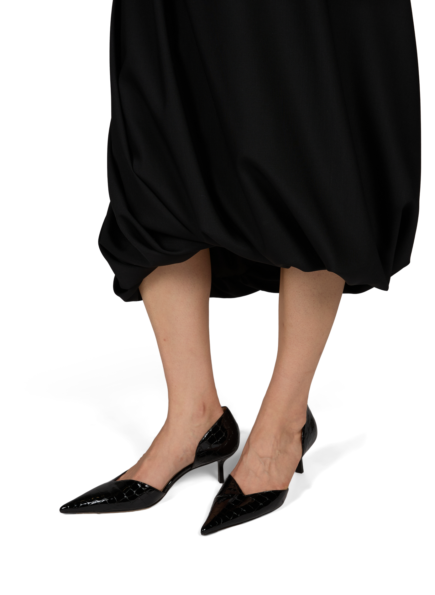 Rock mit asymmetrischem Ballsaum aus Wollmischung ROHE FRAMES Schwarz