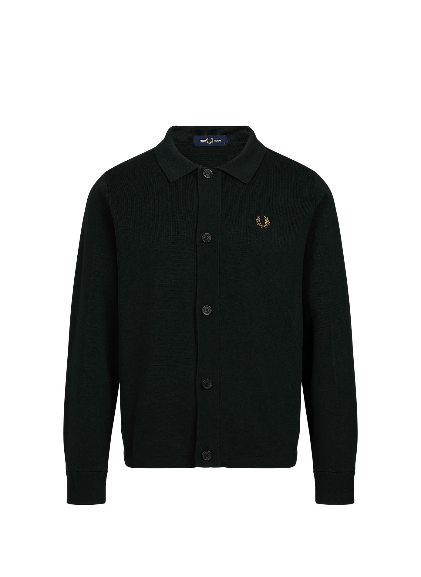 Buttoned Long Sleeve Polo FRED PERRY Green
