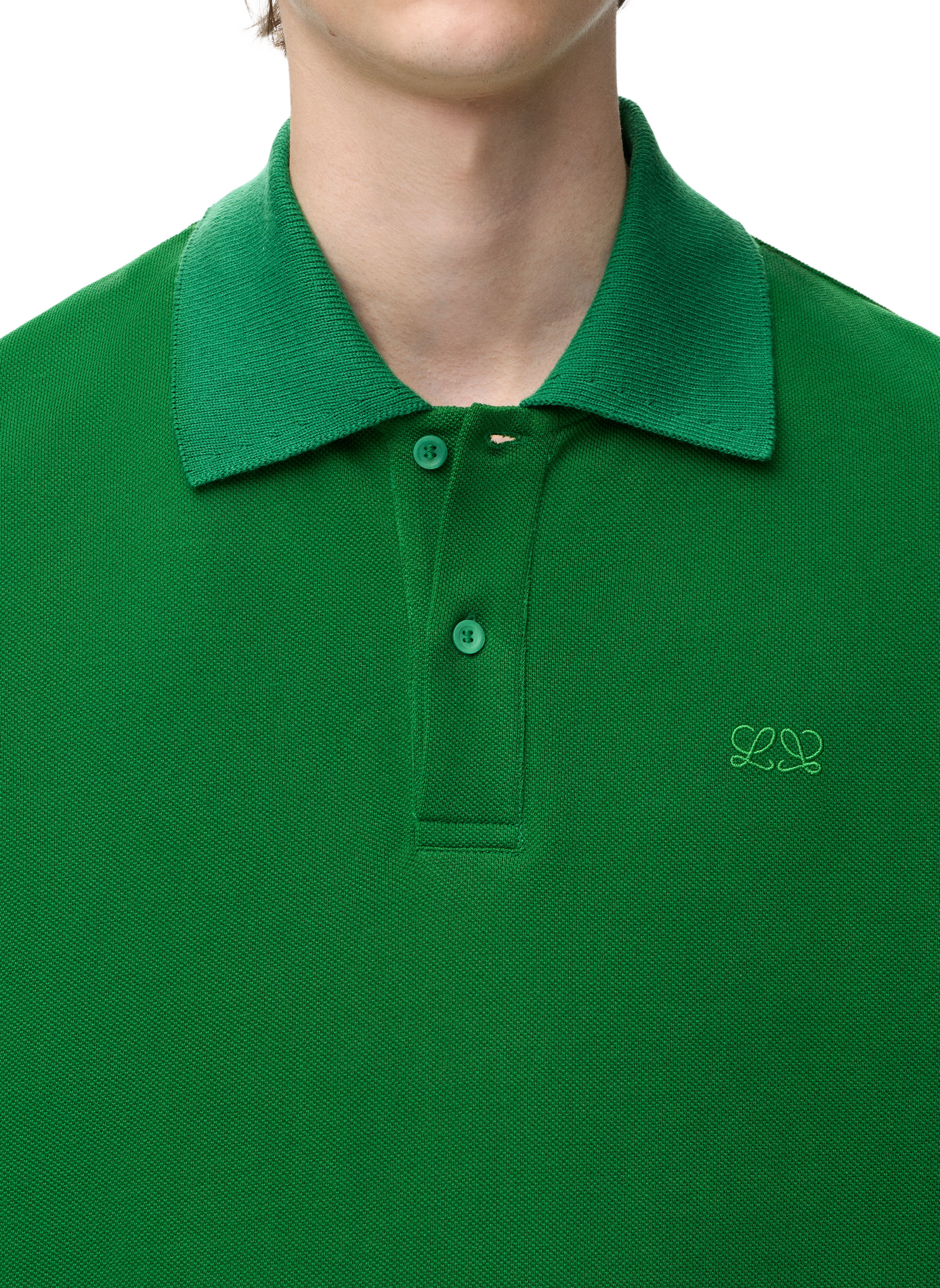 Lightweight cotton piqué polo LOEWE Green