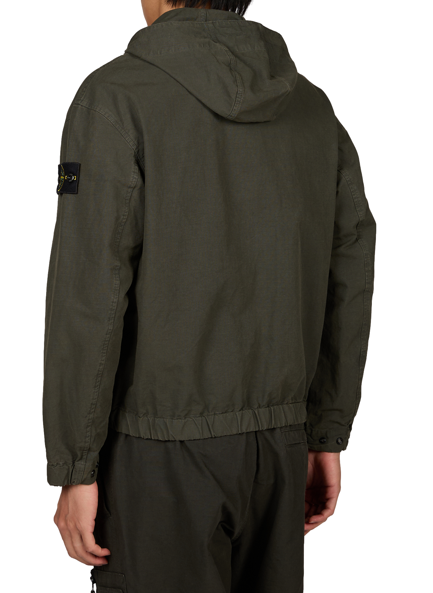 Veste à capuche à poignets et ourlet élastiqués en coton STONE ISLAND Gris
