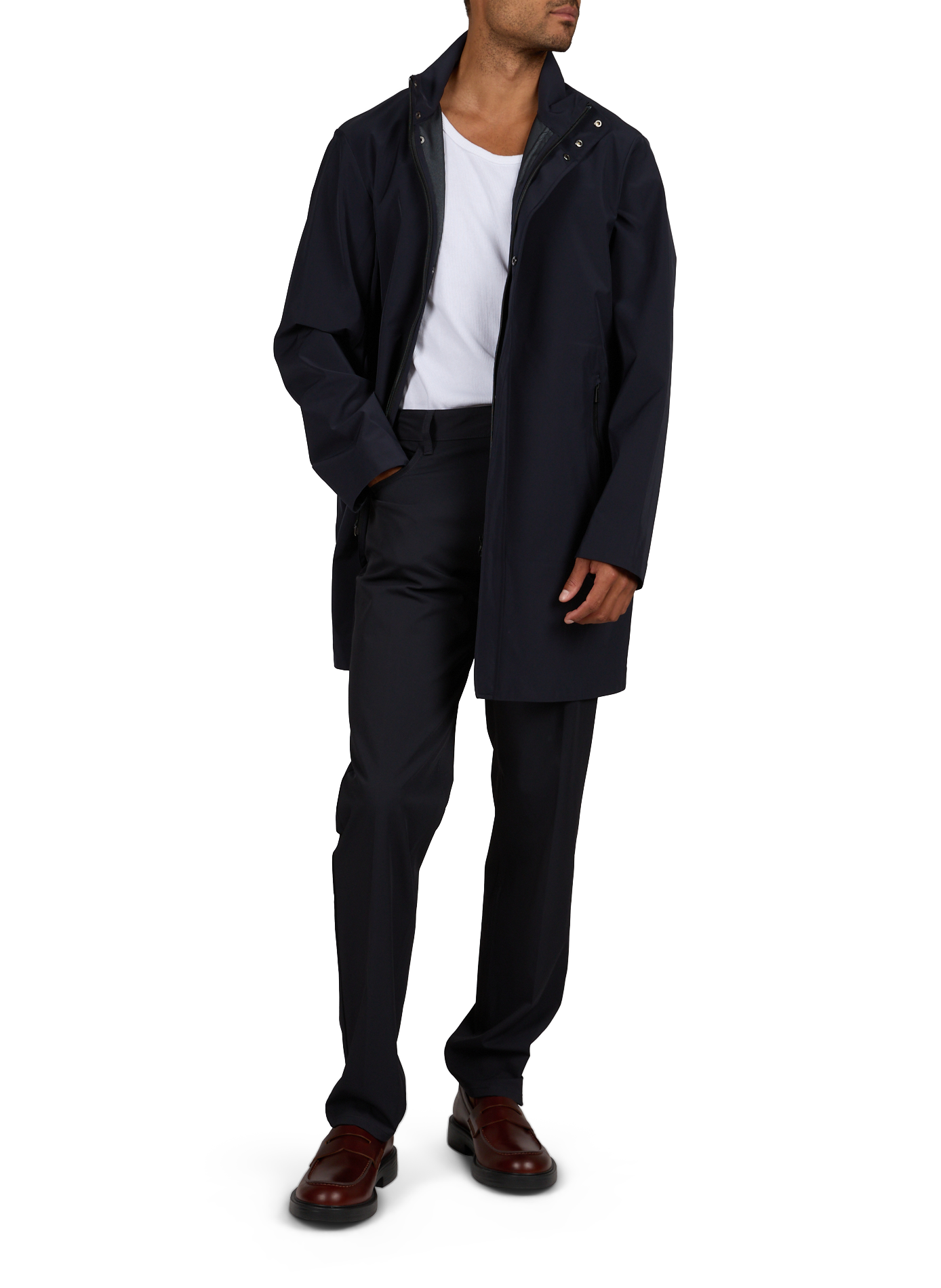Manteau droit mi-long à col montant EMPORIO ARMANI Bleu