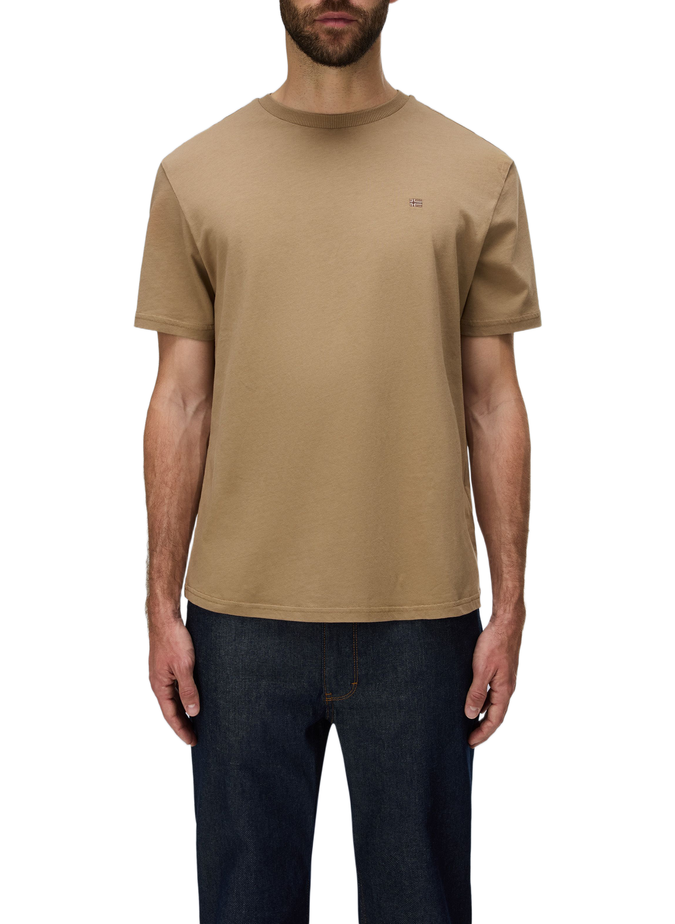 Round-neck cotton T-shirt NAPAPIJRI Brown