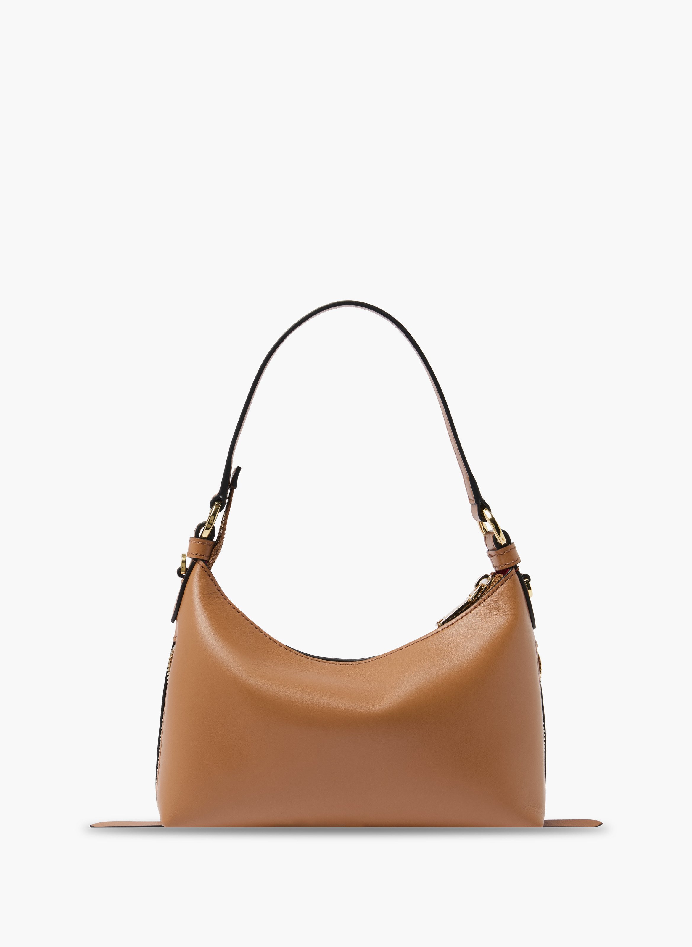 Lancel origami zip baby hobo bag, en cuir souple de veau camel lisse. LANCEL Marron