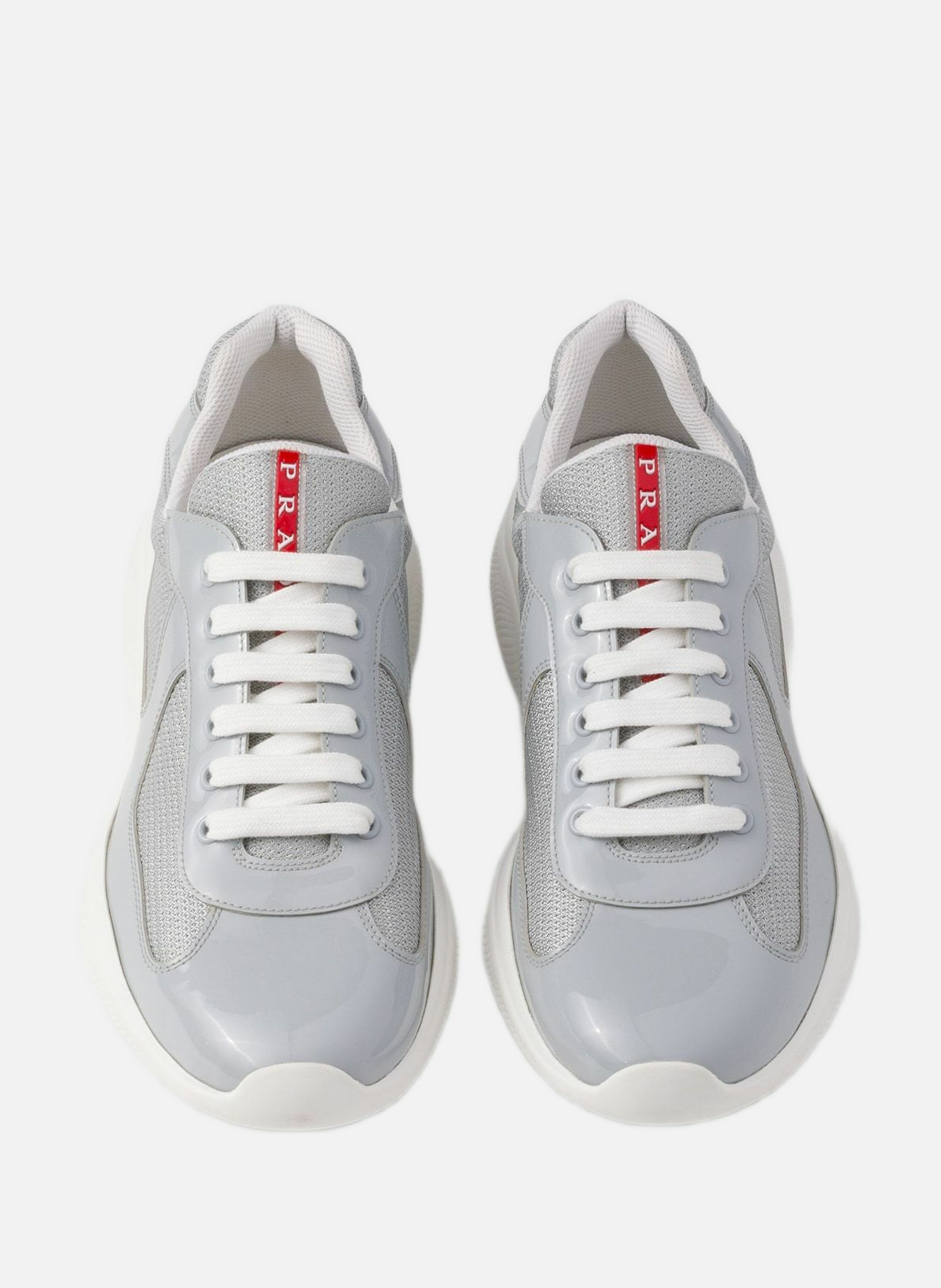 Sneakers prada america’s cup en cuir verni et tiss PRADA Gris