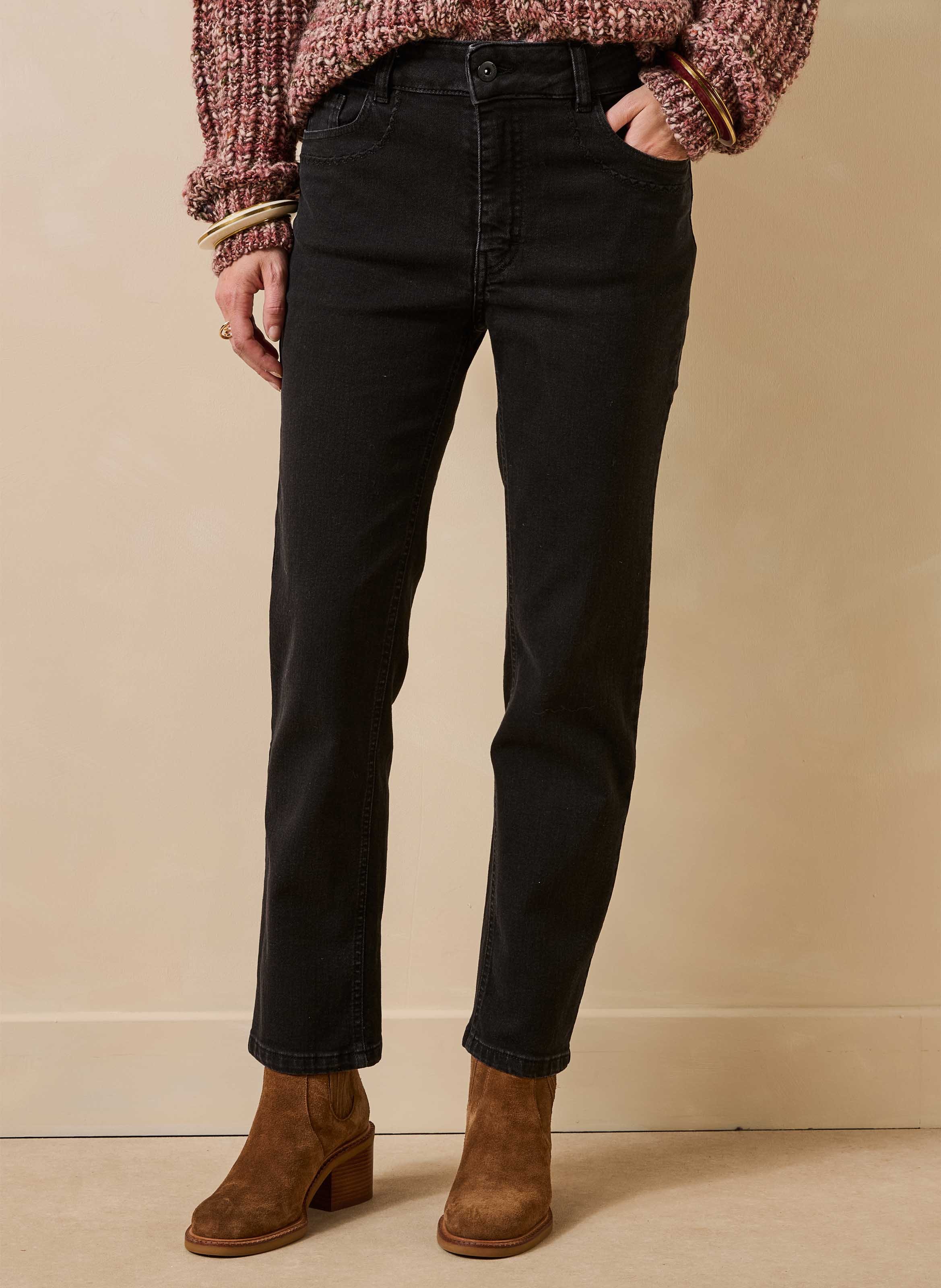 Slim-fitjeans van een biologische katoenmix LA FEE MARABOUTEE Zwart