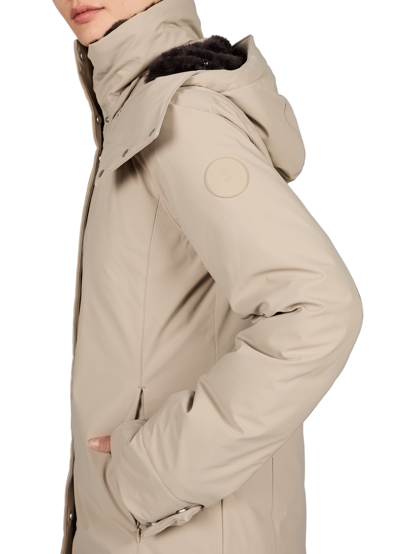 Straight hooded SAMANTAH puffer jacket SAVE THE DUCK Beige