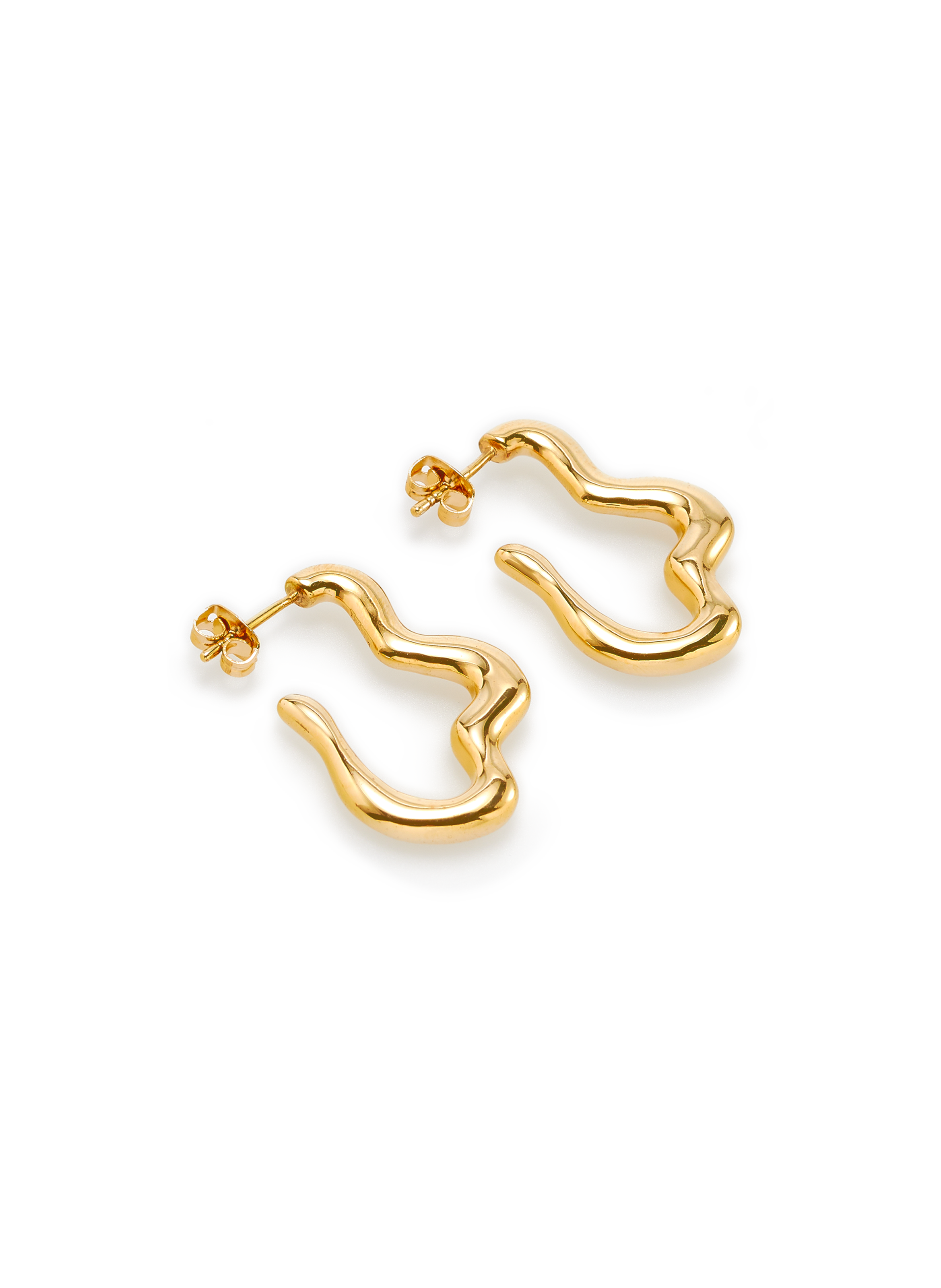 Boucles d'oreille Squiggle larges en plaqué or