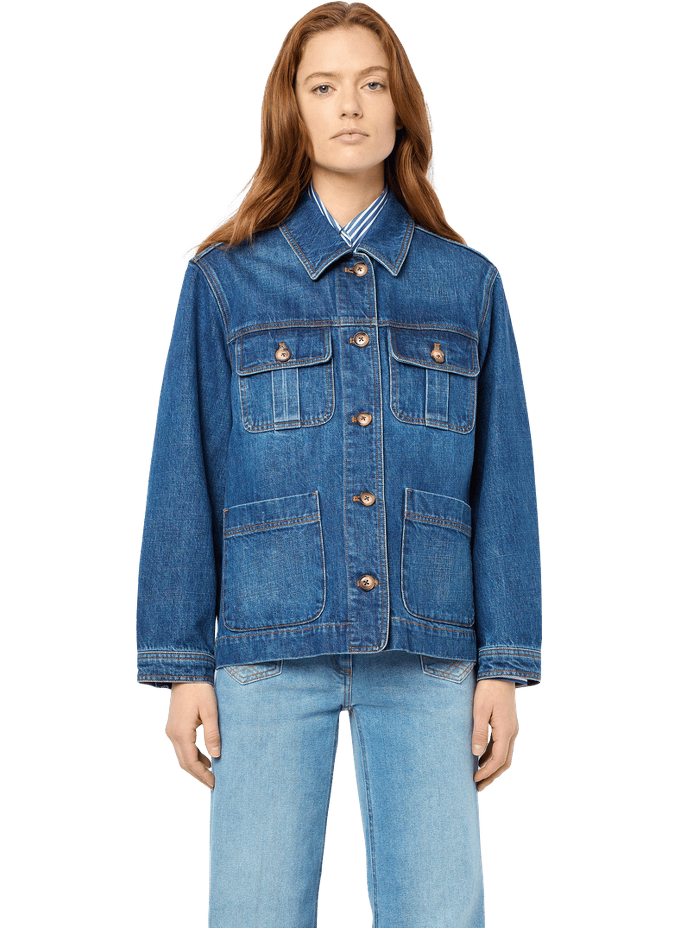 Jean flare en coton mélangé Anna Sable Gerard darel - Femme DBP66B325