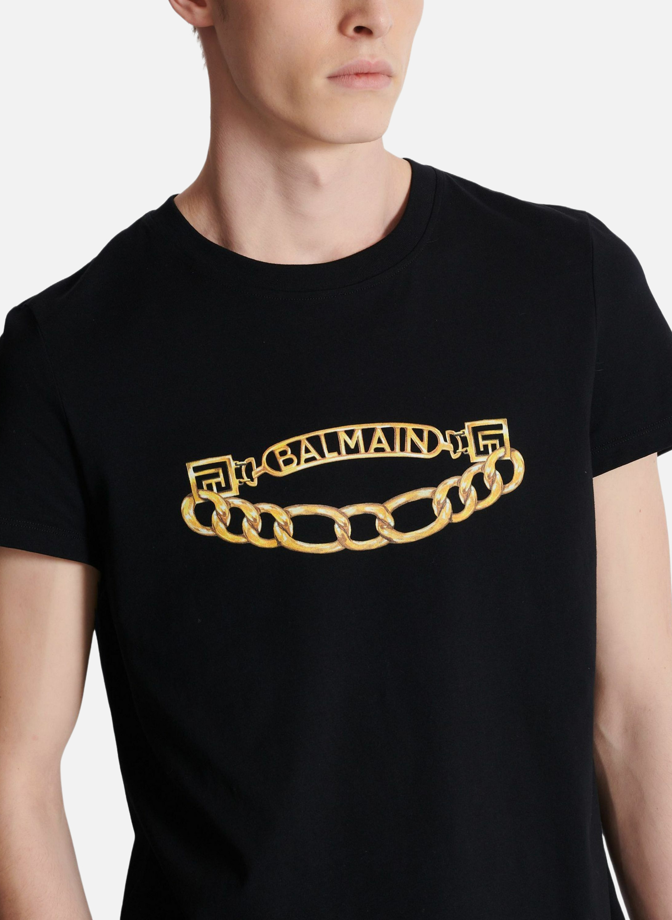 T-shirt imprimé logo balmain chaînes BALMAIN Noir