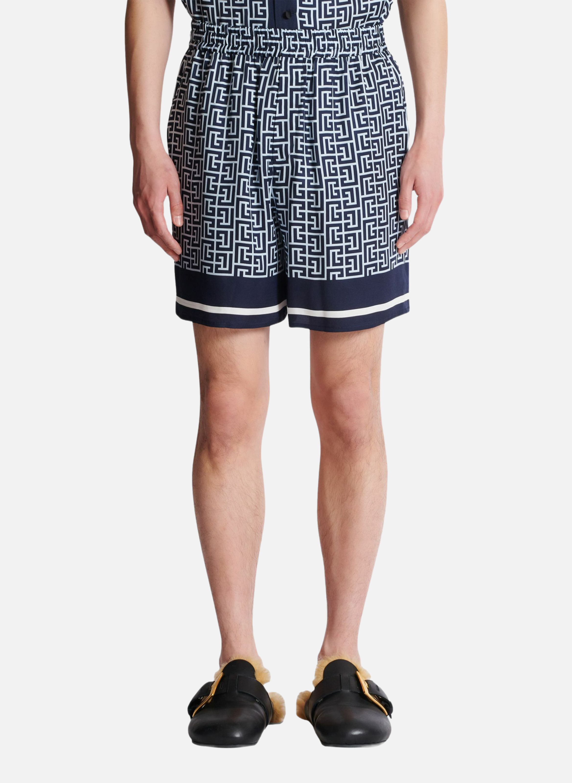 Short fluide monogrammé BALMAIN Bleu