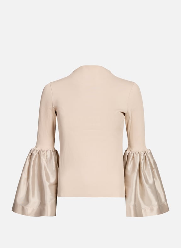 Top côtelé manches à volants Beige by MARQUES ALMEIDA MARQUES ALMEIDA Top côtelé manches à volants Beige