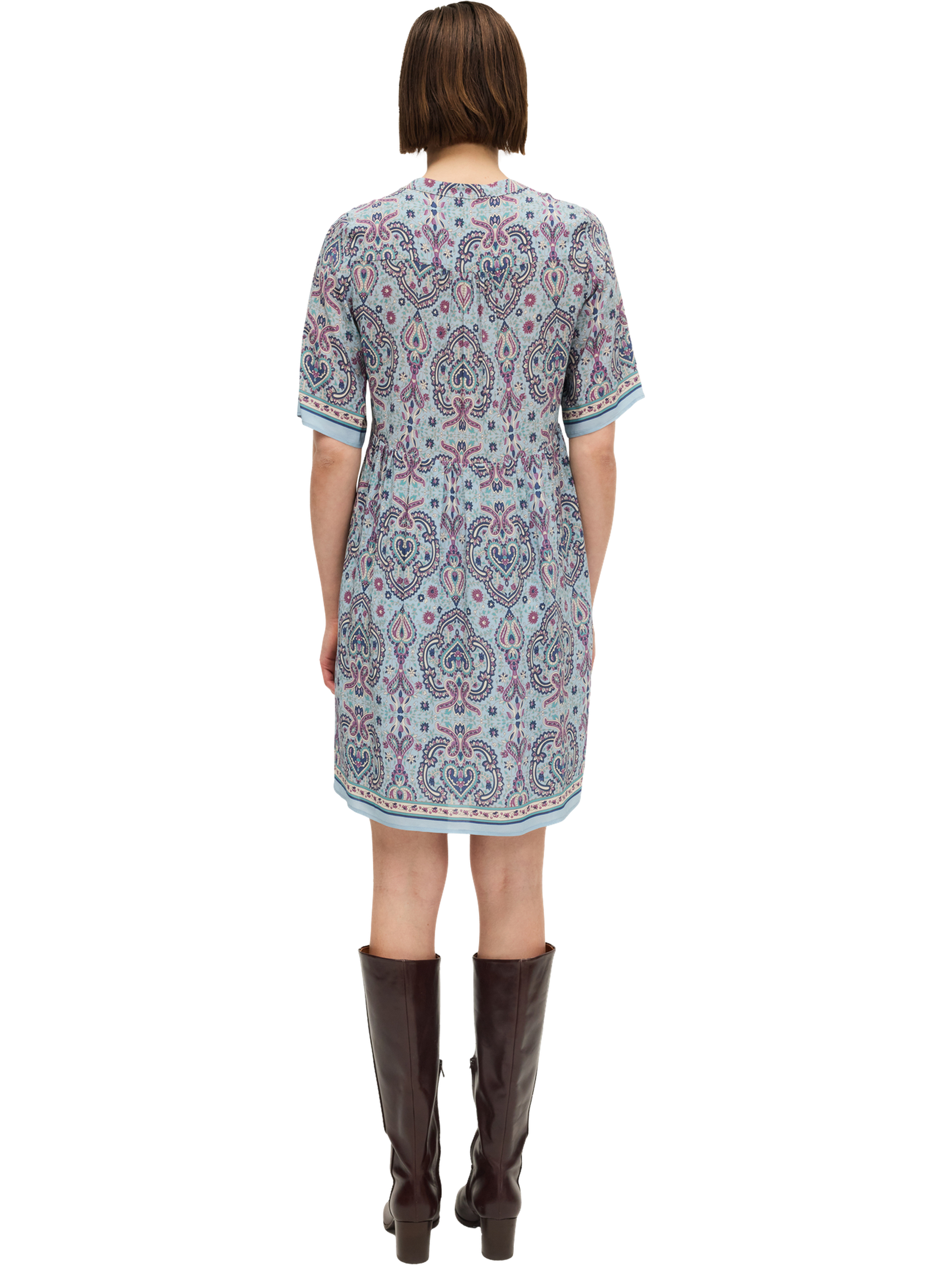 Robe courte et droite imprimée - linn PABLO Bleu