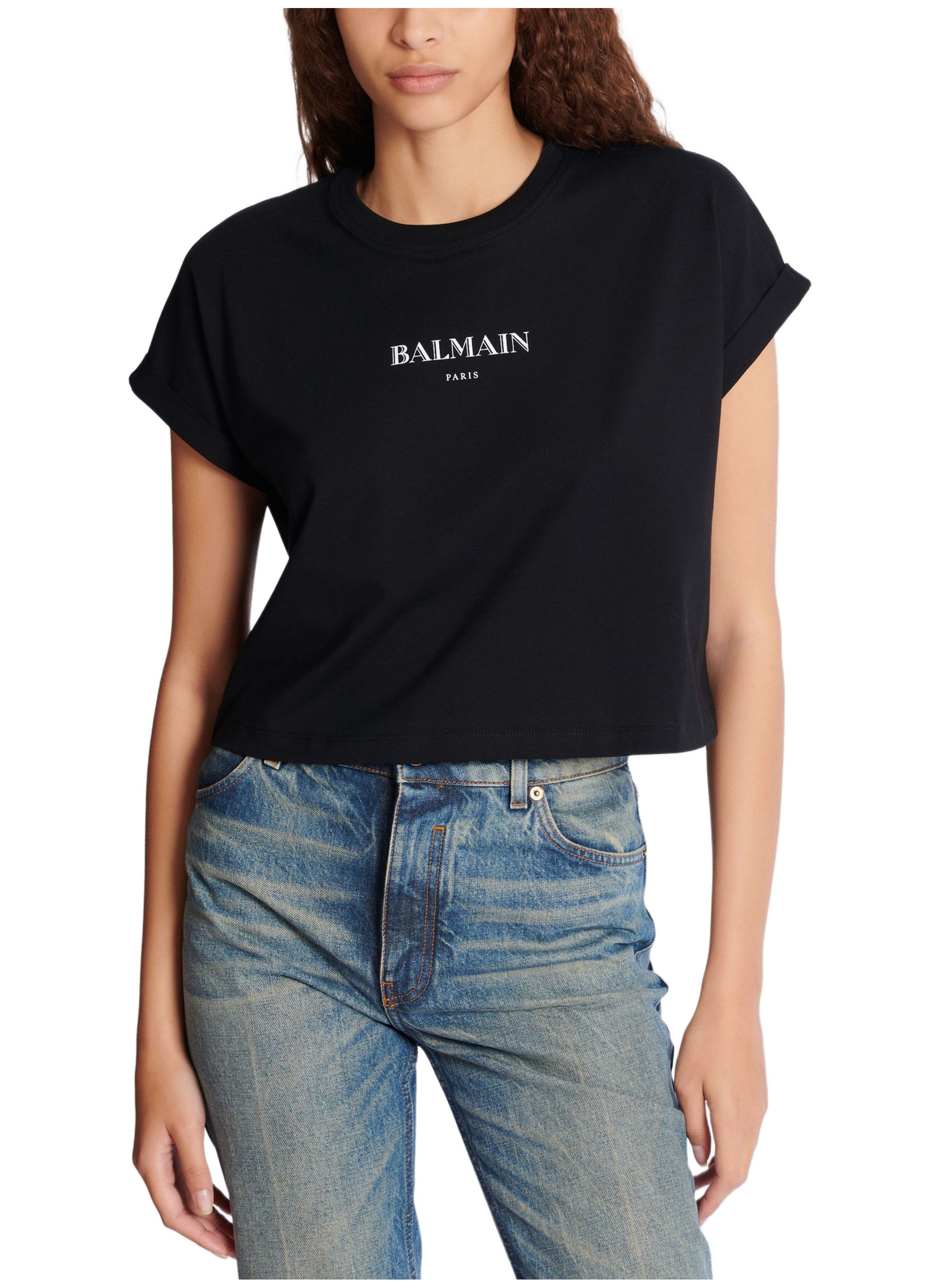 T-shirt court avec imprimé balmain BALMAIN Noir