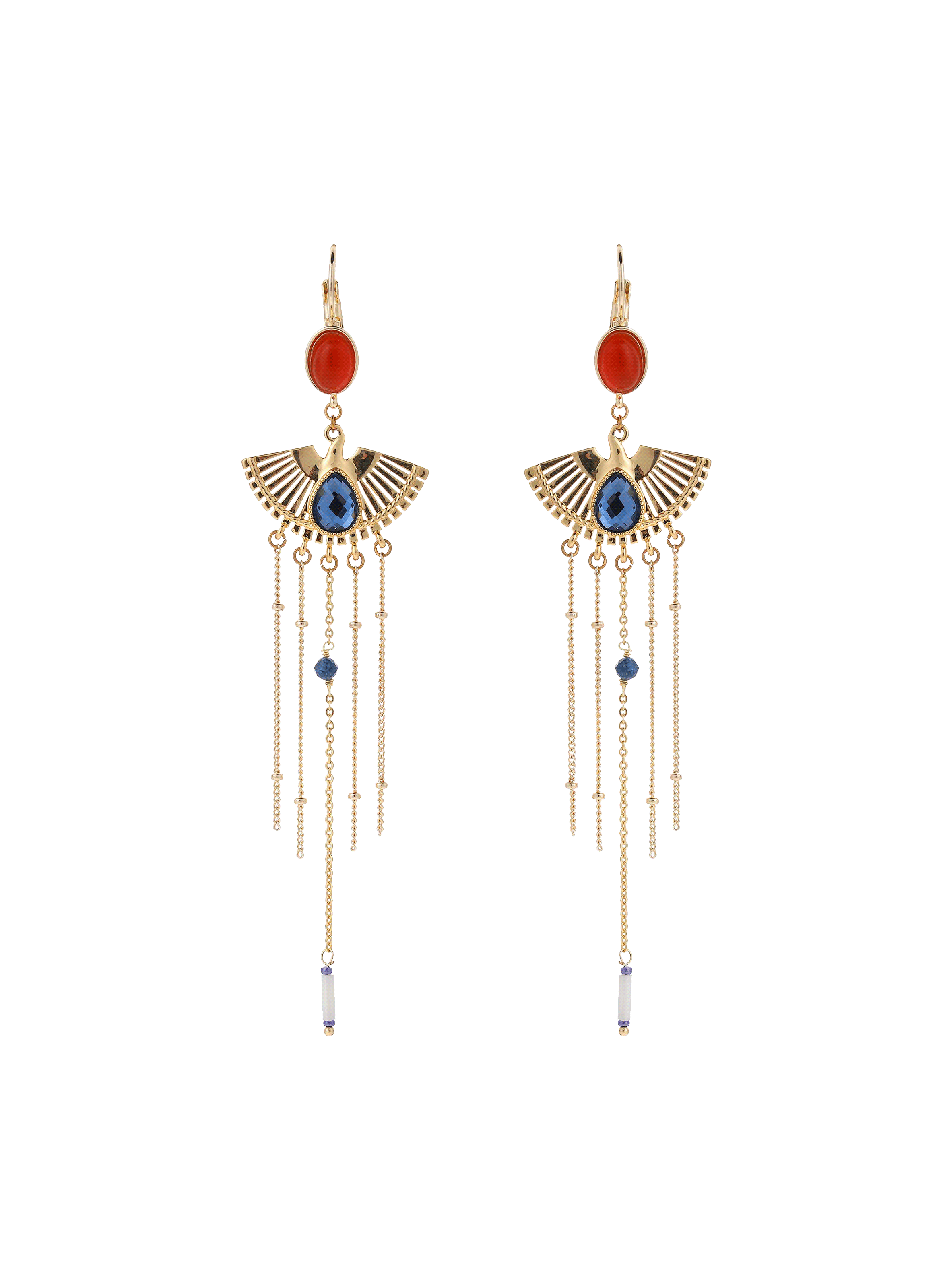 Boucles d'oreilles pendantes avec chaînes et perles nativ HIPANEMA Bleu