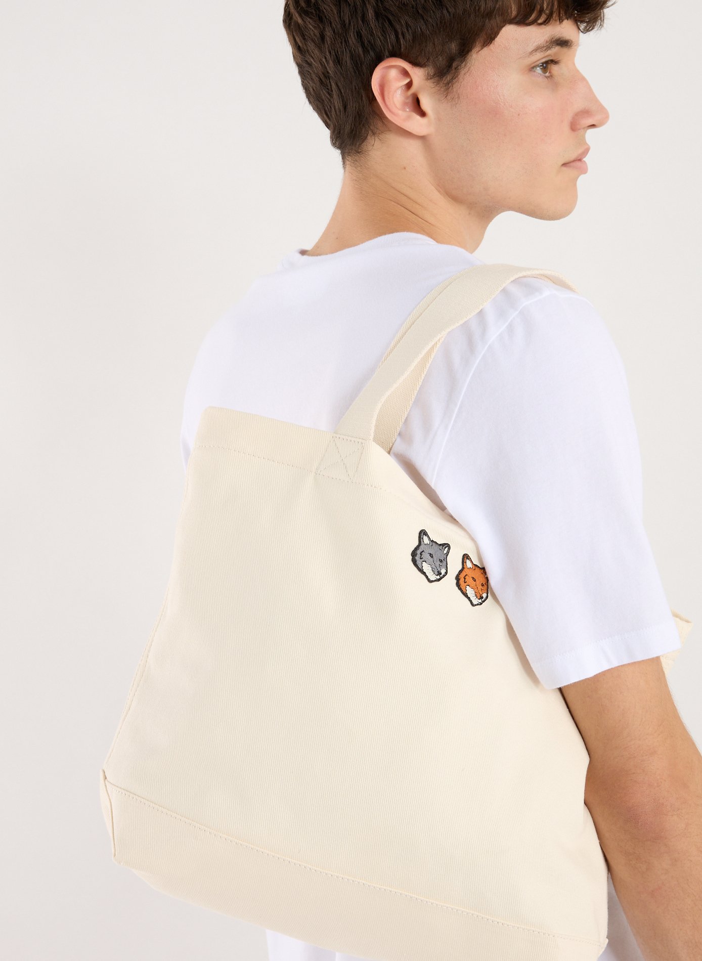 Tote bag en coton MAISON KITSUNÉ Beige