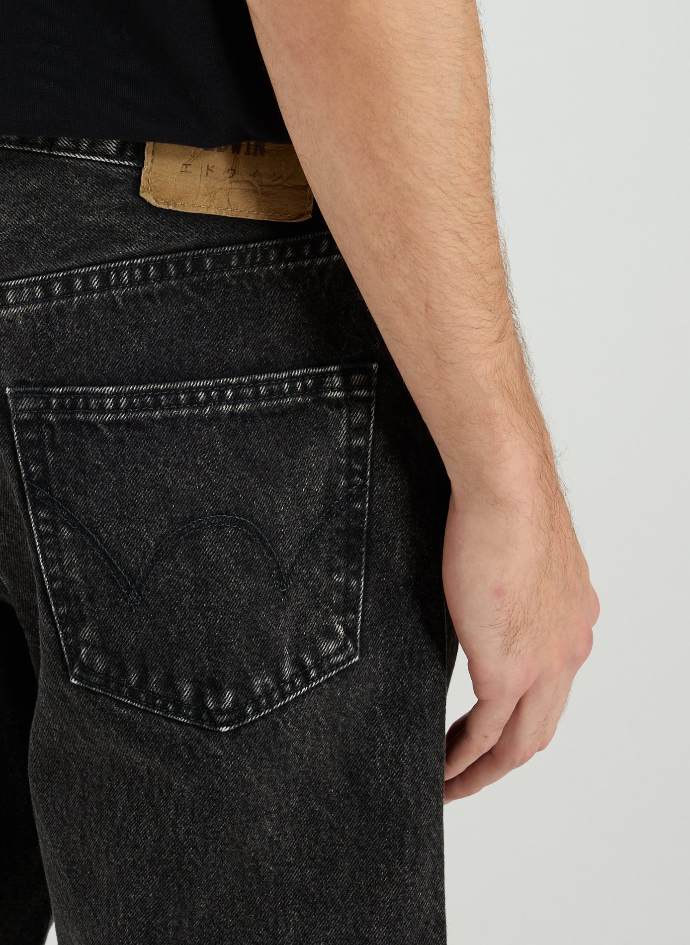 Regular straight cotton jeans EDWIN Black