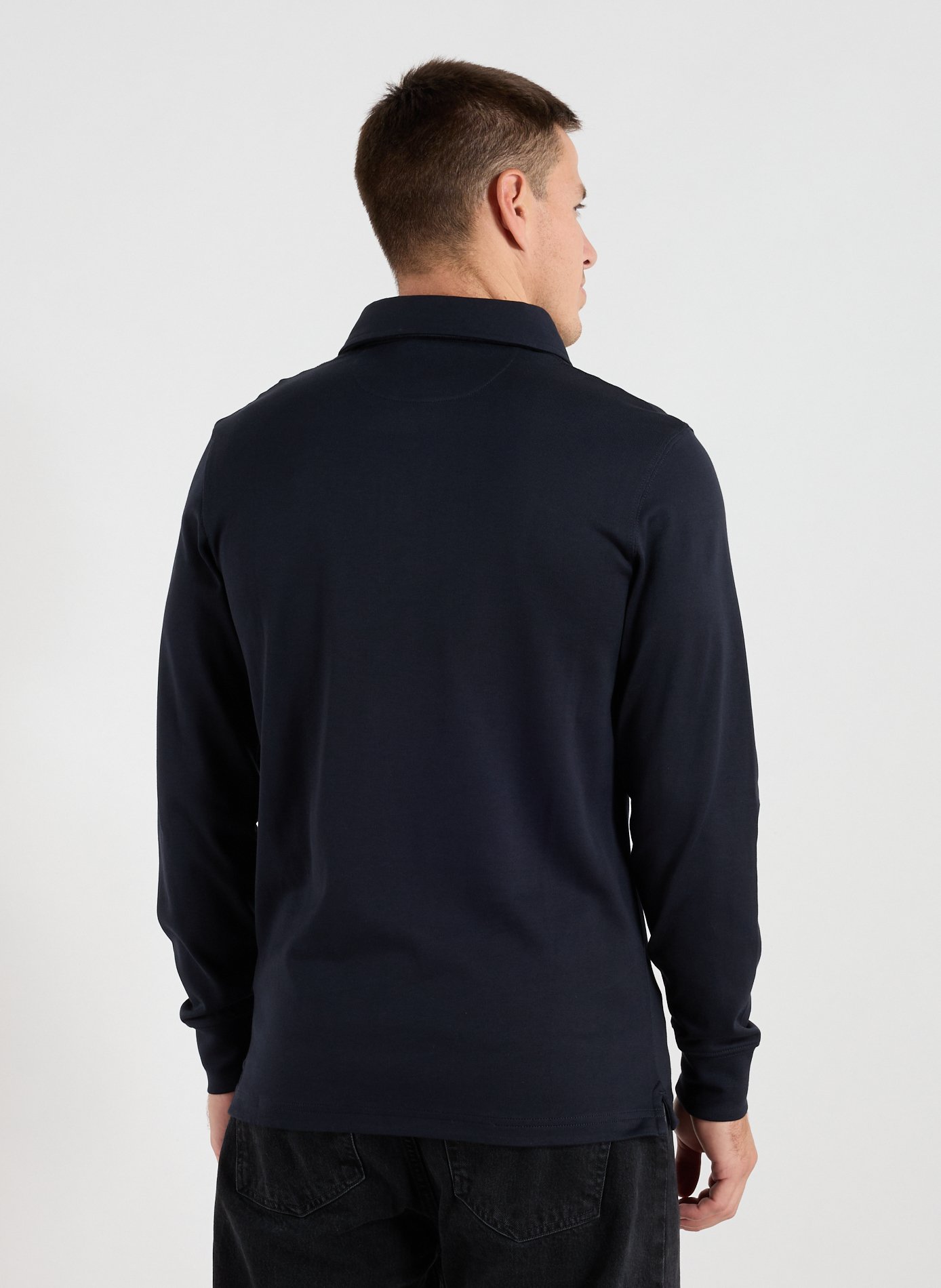 Long-sleeve cotton Polo shirt EDEN PARK Blue