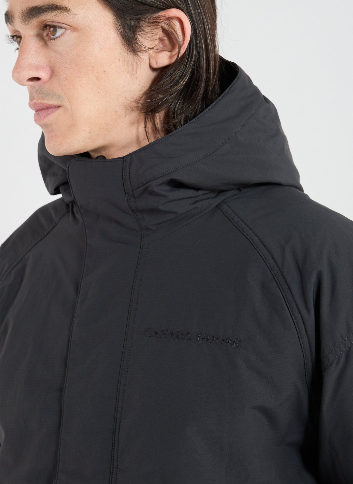 Reversible hooded wool blend jacket CANADA GOOSE Black