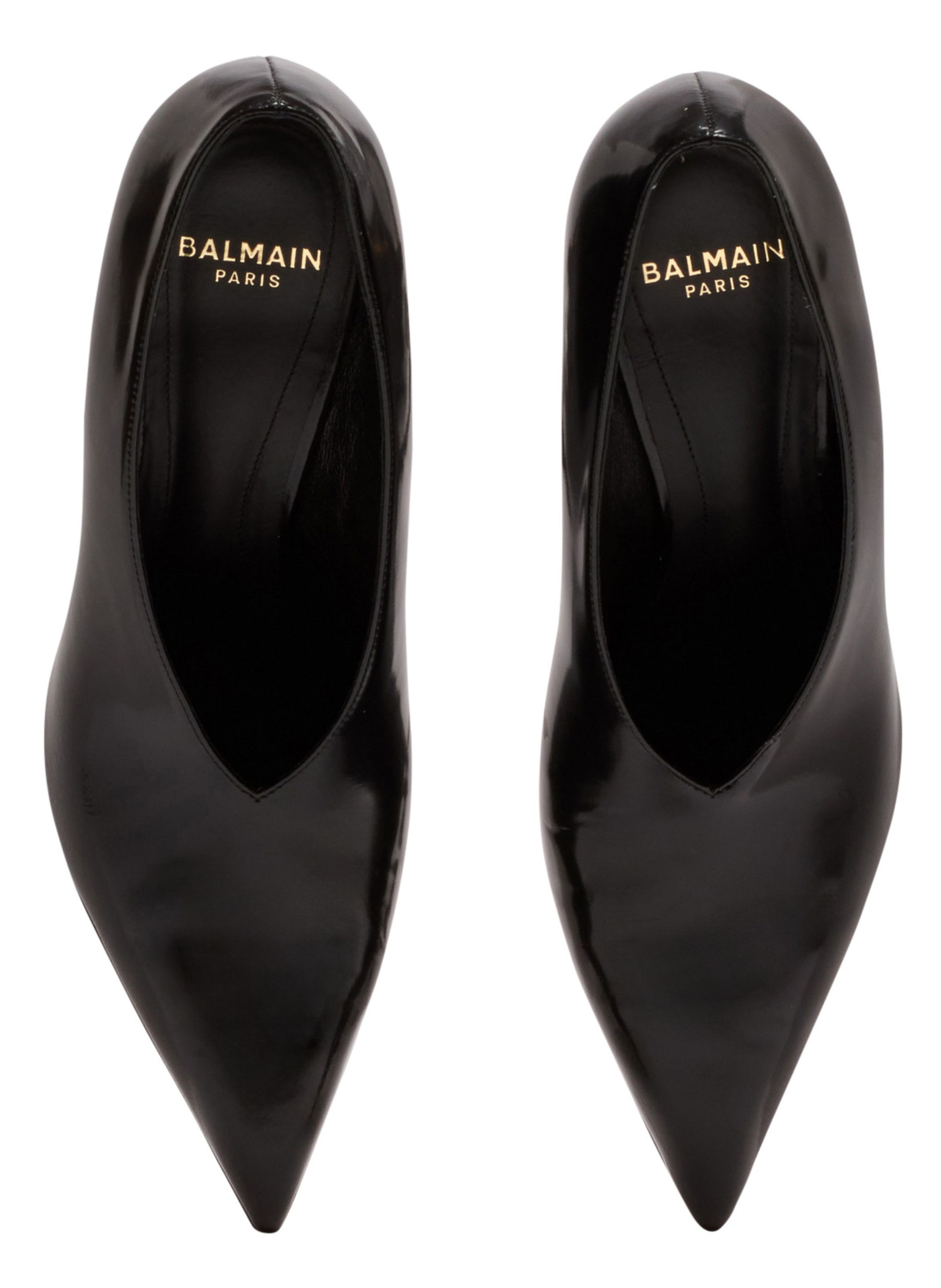 Escarpins wedge en cuir d’agneau brillant Noir