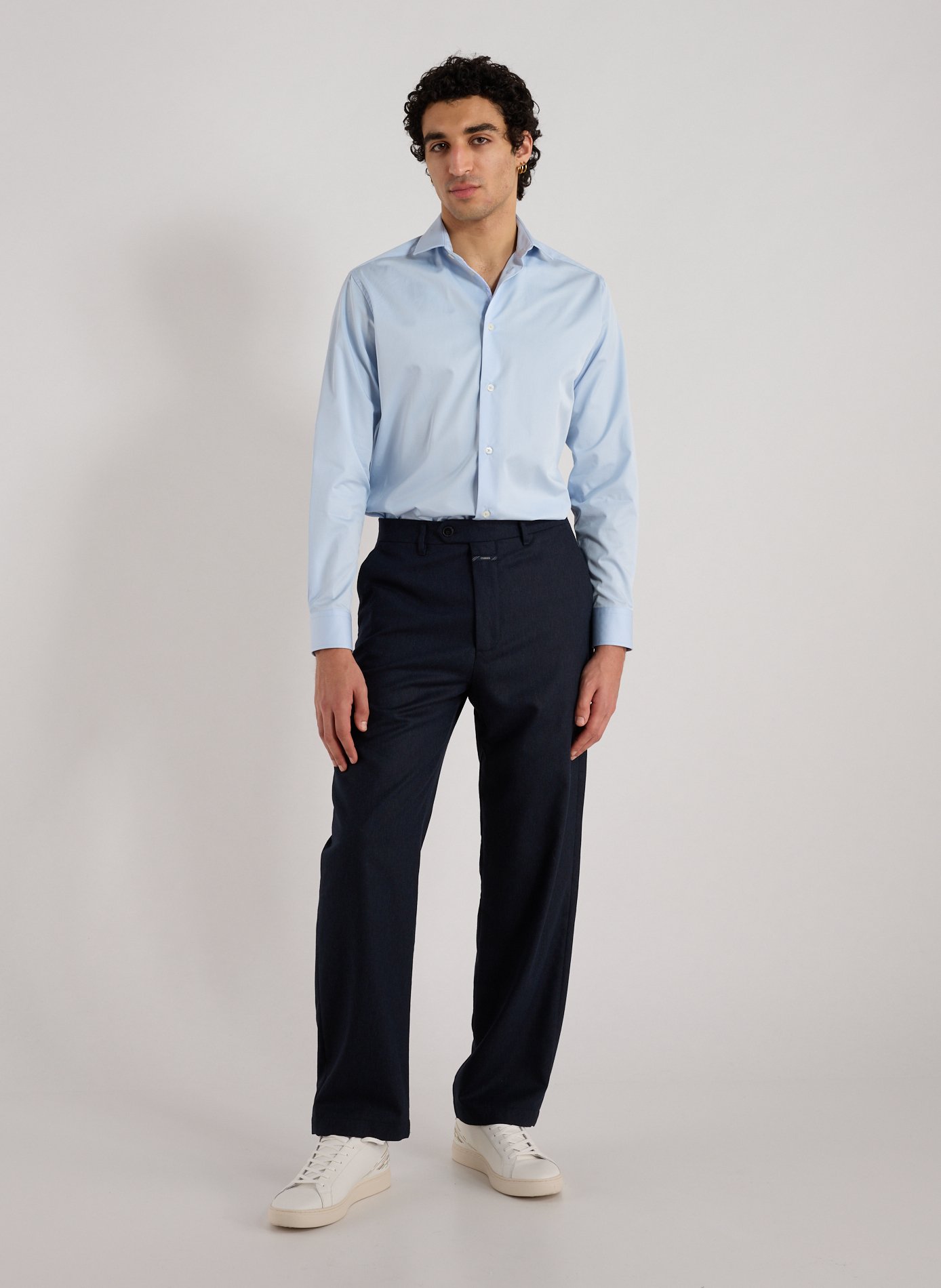 Chemise col classique manches contrastantes en coton AU PRINTEMPS PARIS Blue