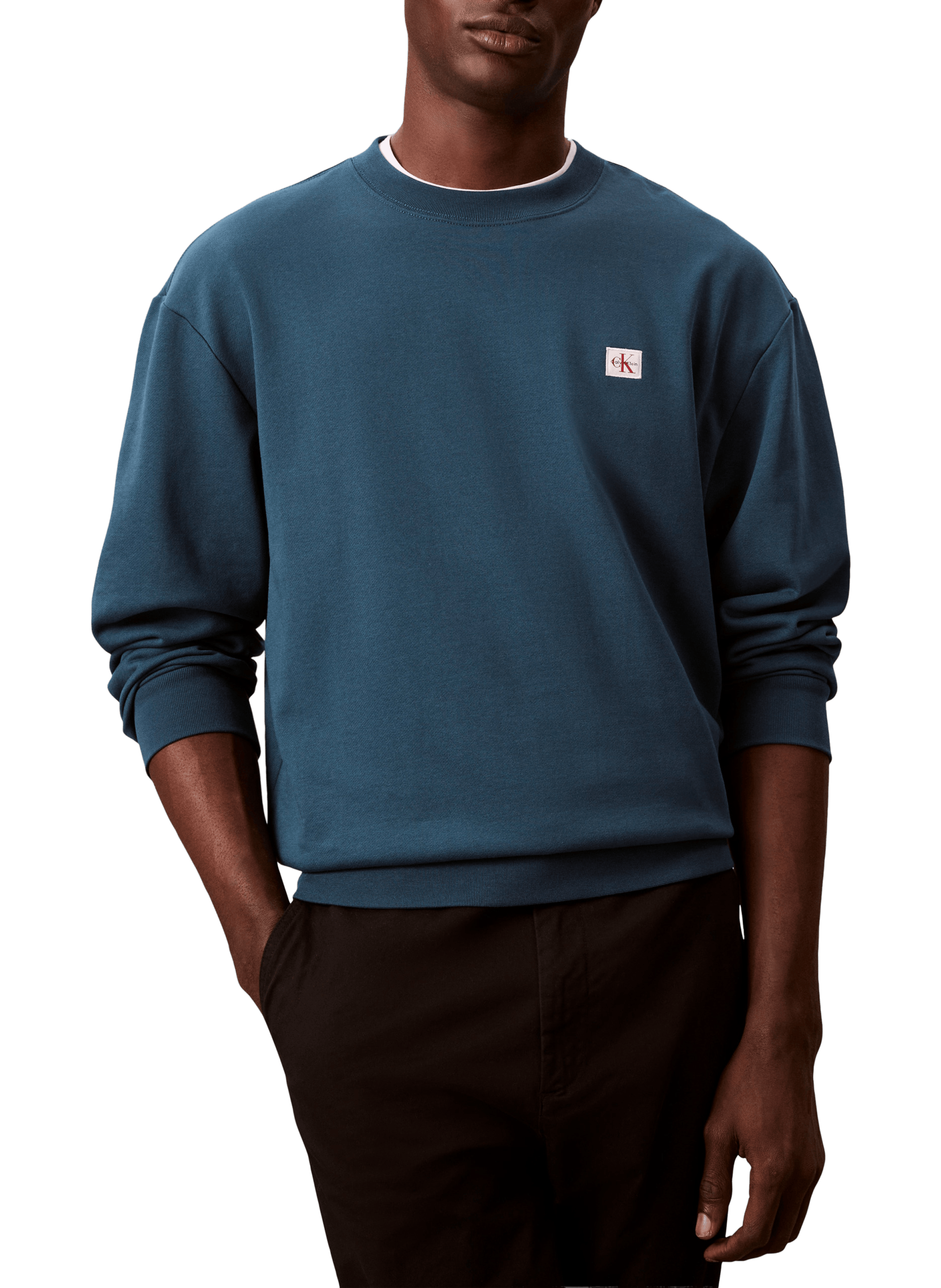 CALVIN KLEIN Round-neck cotton sweatshirt Blue