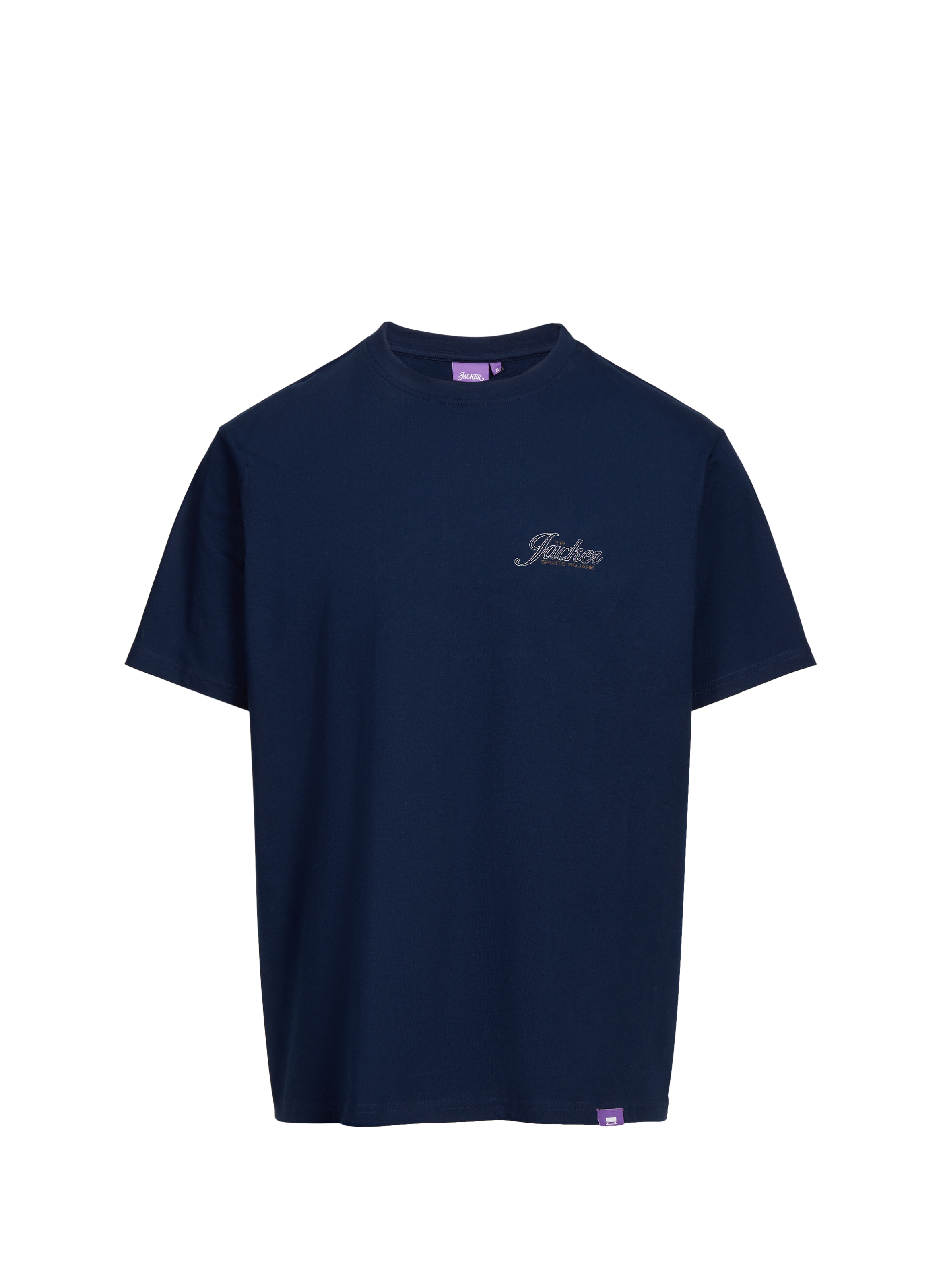 JACKER. Straight short-sleeved cotton T-shirt Blue