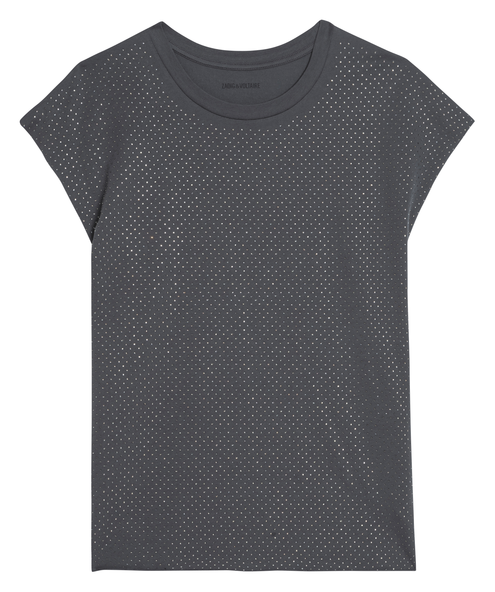 Tee-shirt droit col rond à strass cloe ZADIG&VOLTAIRE Gris