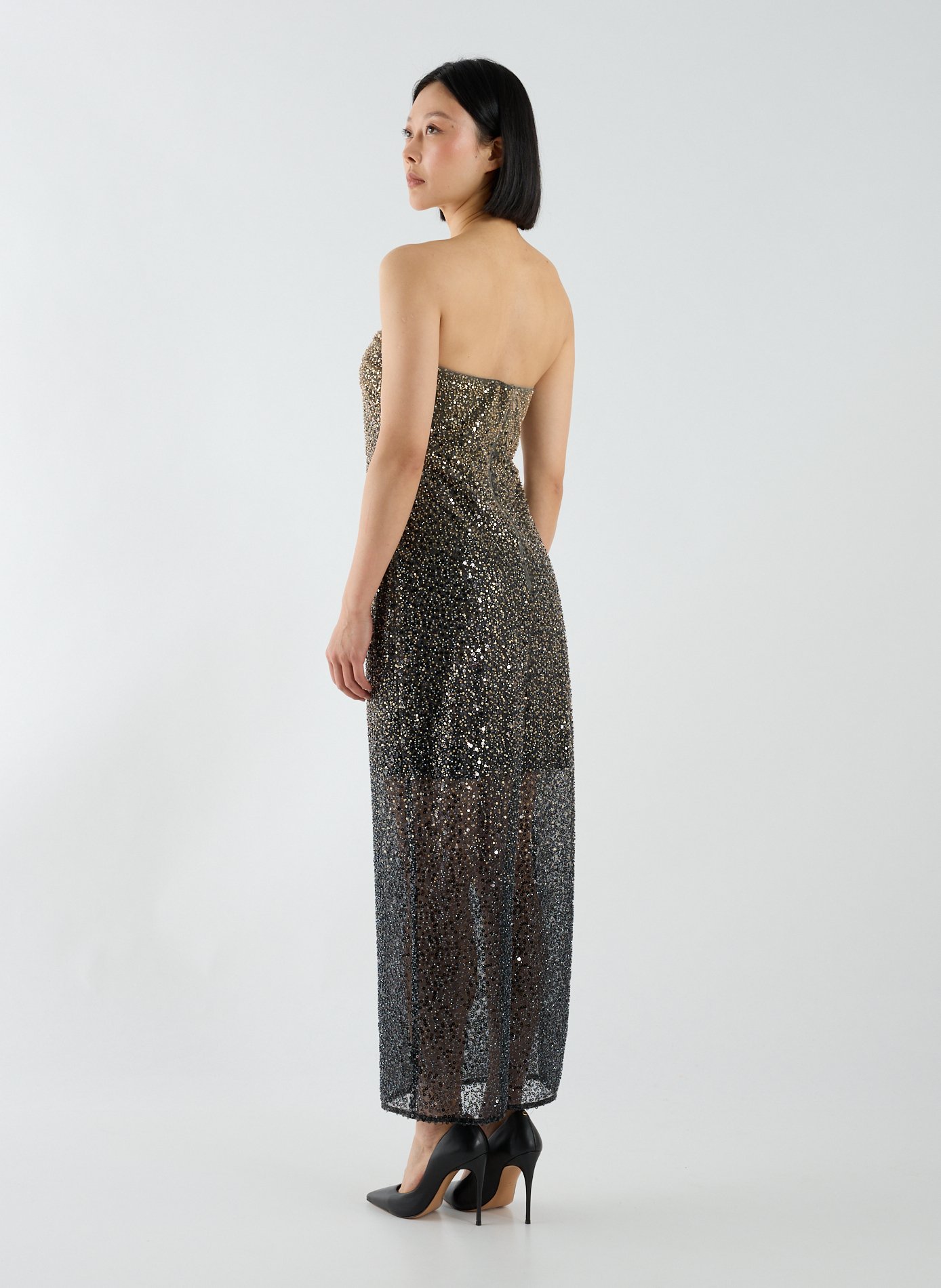 Robe bandeau droite à sequins ROTATE Noir