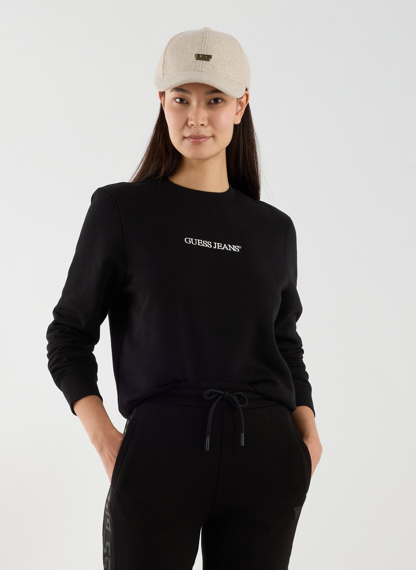 Cotton sweatshirt GUESS Black