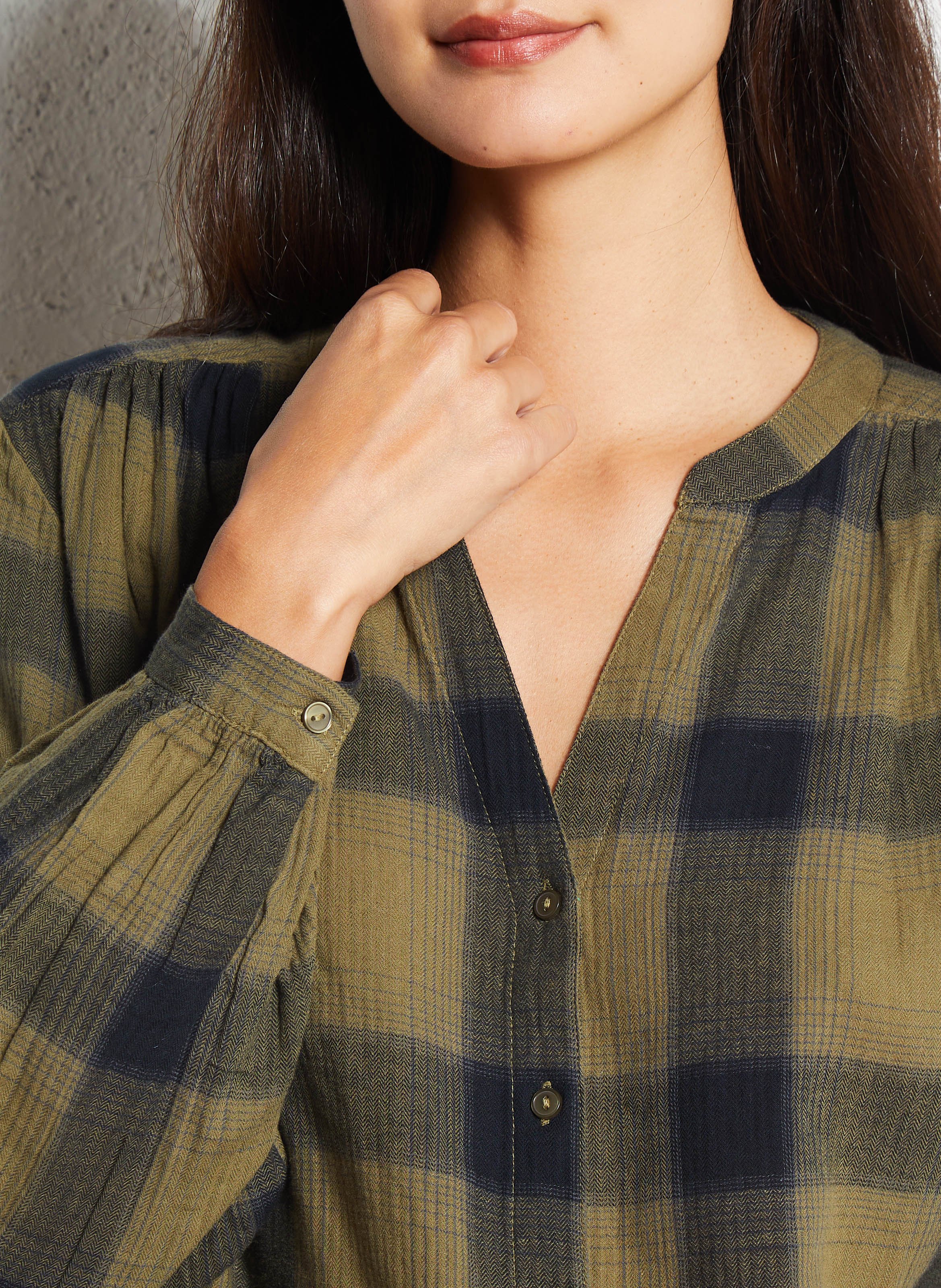 Chemise col v en coton samantha MAISON 123 Vert