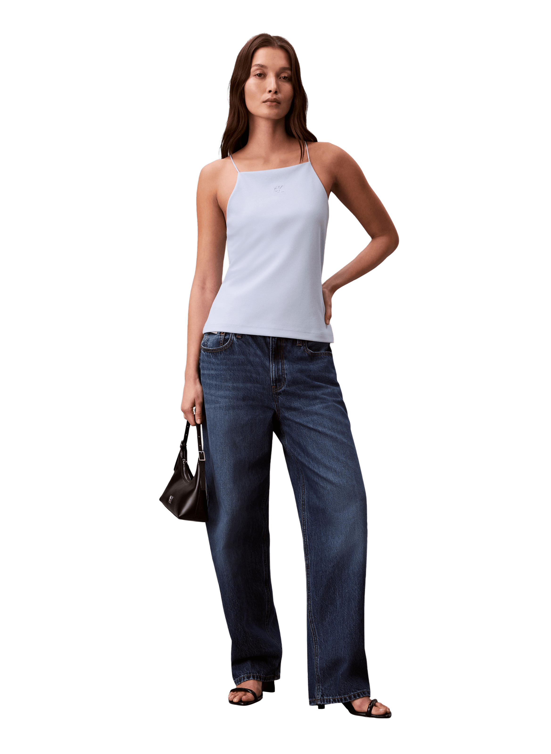 Débardeur uni à fines bretelles CALVIN KLEIN Beige