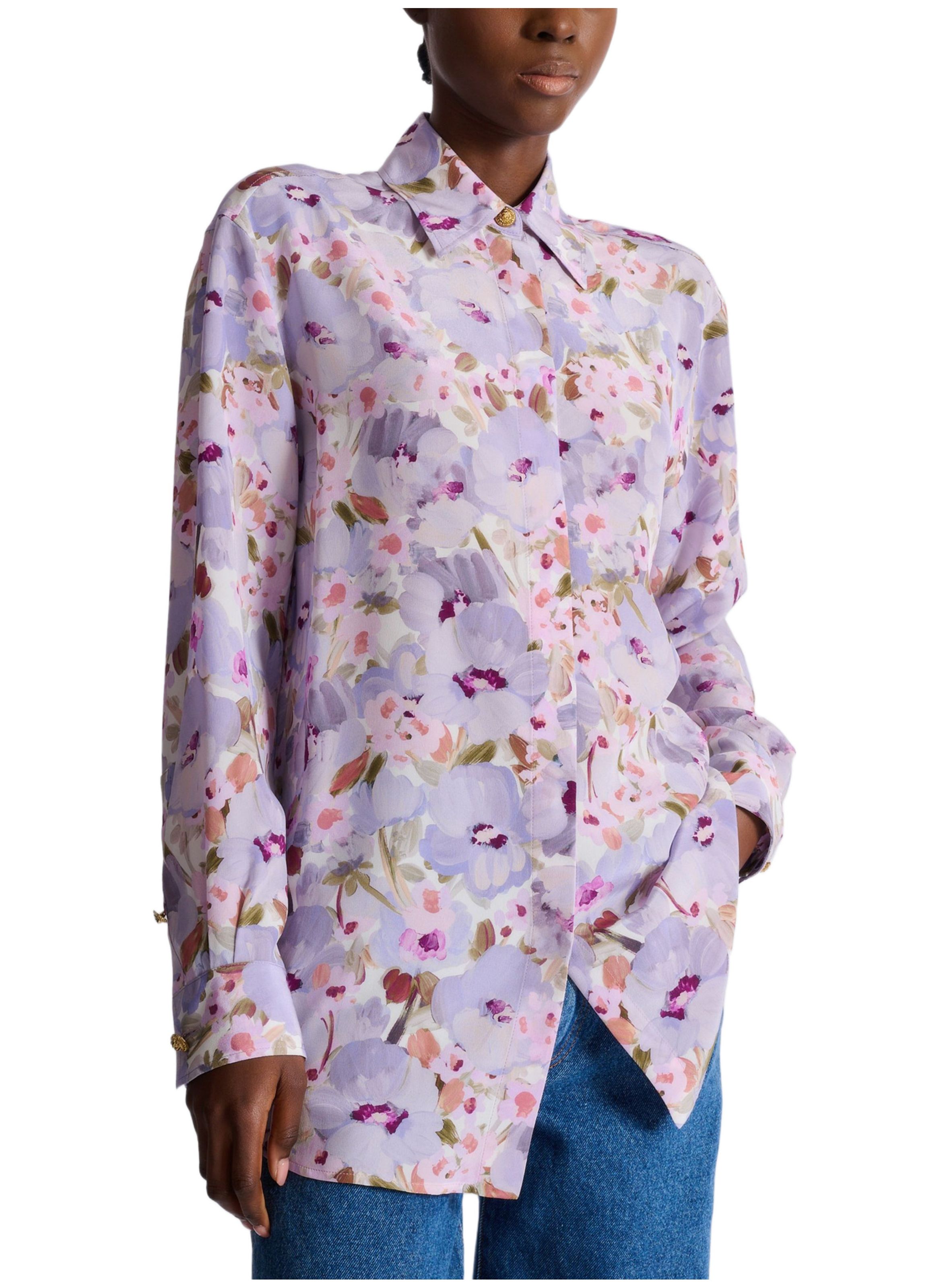 Chemise en popeline de coton imprimé BALMAIN Multicolore