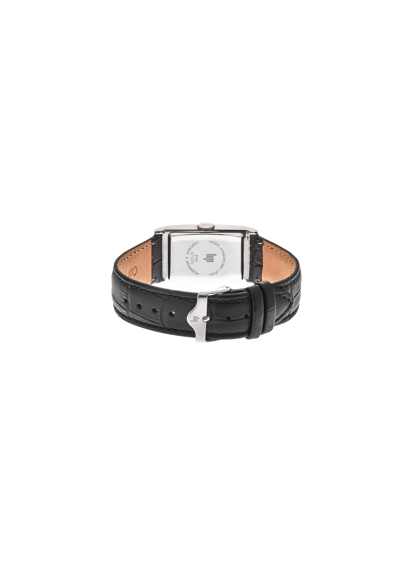Montre quartz rectangulaire bracelet en cuir LIP Argent